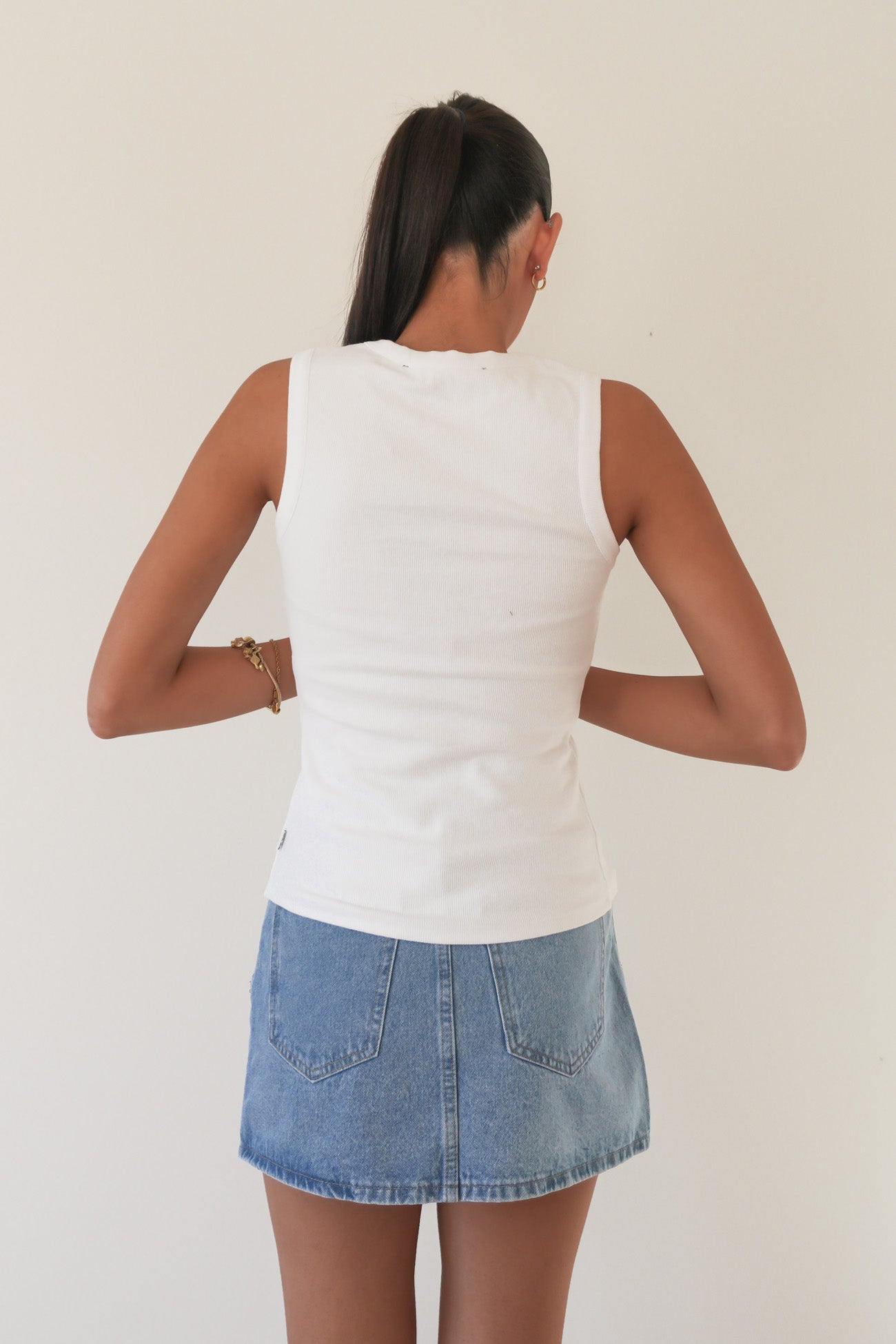Button Up Tank White