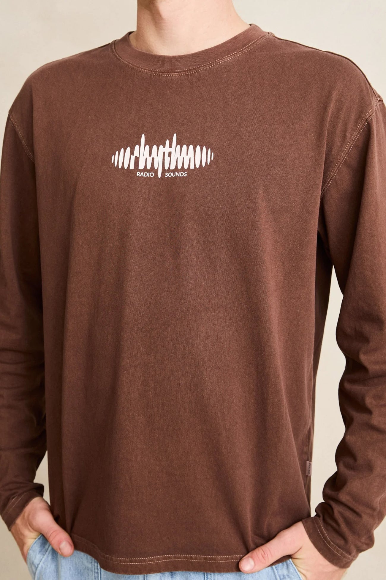 Sounds Contrast Long Sleeve T-Shirt Chocolate