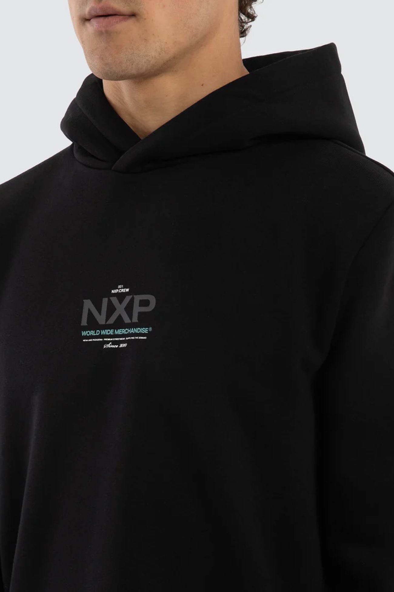 Peak Dual Curved Hoodie Jet Black