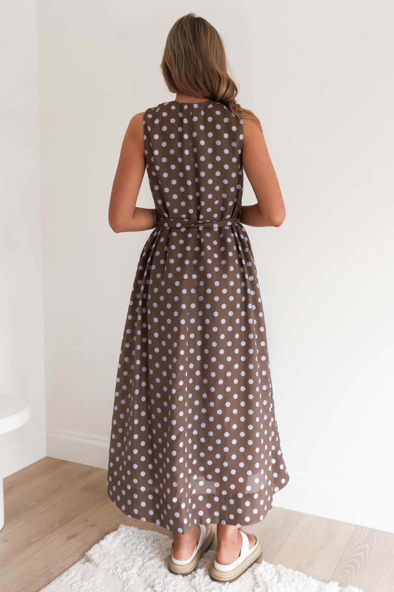Cailey Maxi Dress Chocolate Polka Dot