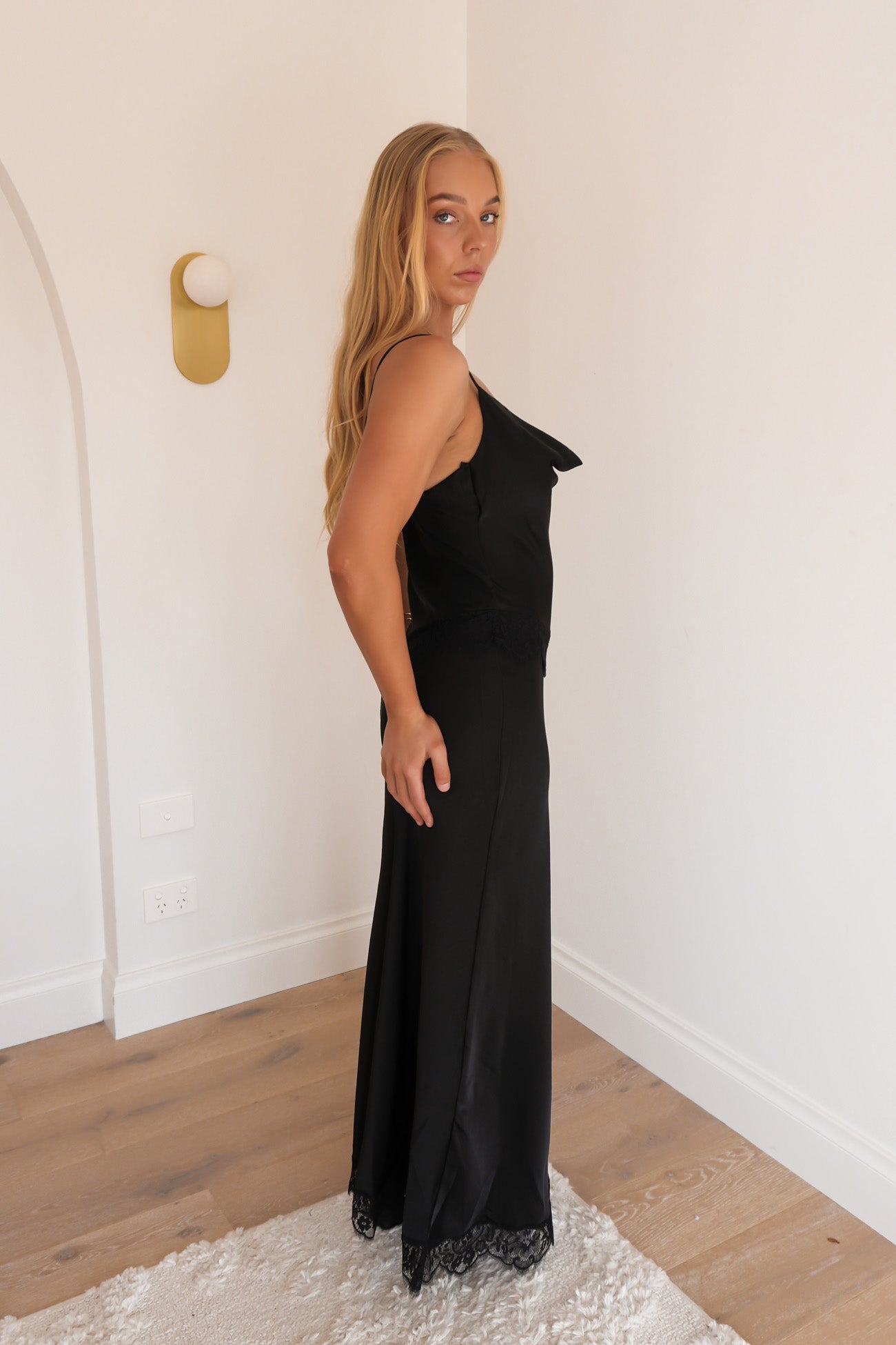 Calinda Lace Maxi Dress Black