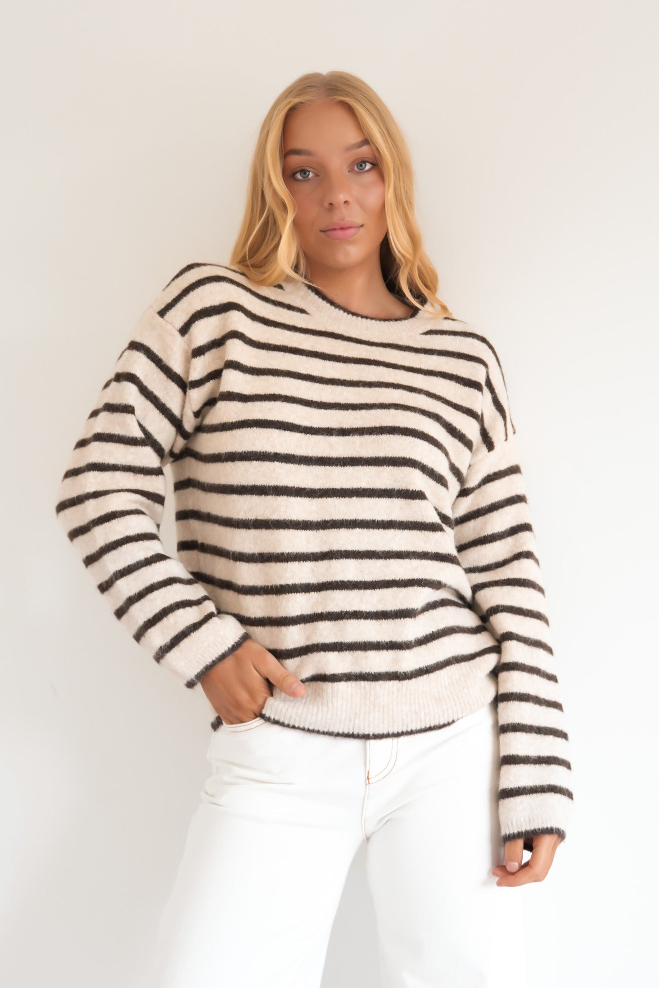 Cally Knit Jumper Natural Stripe