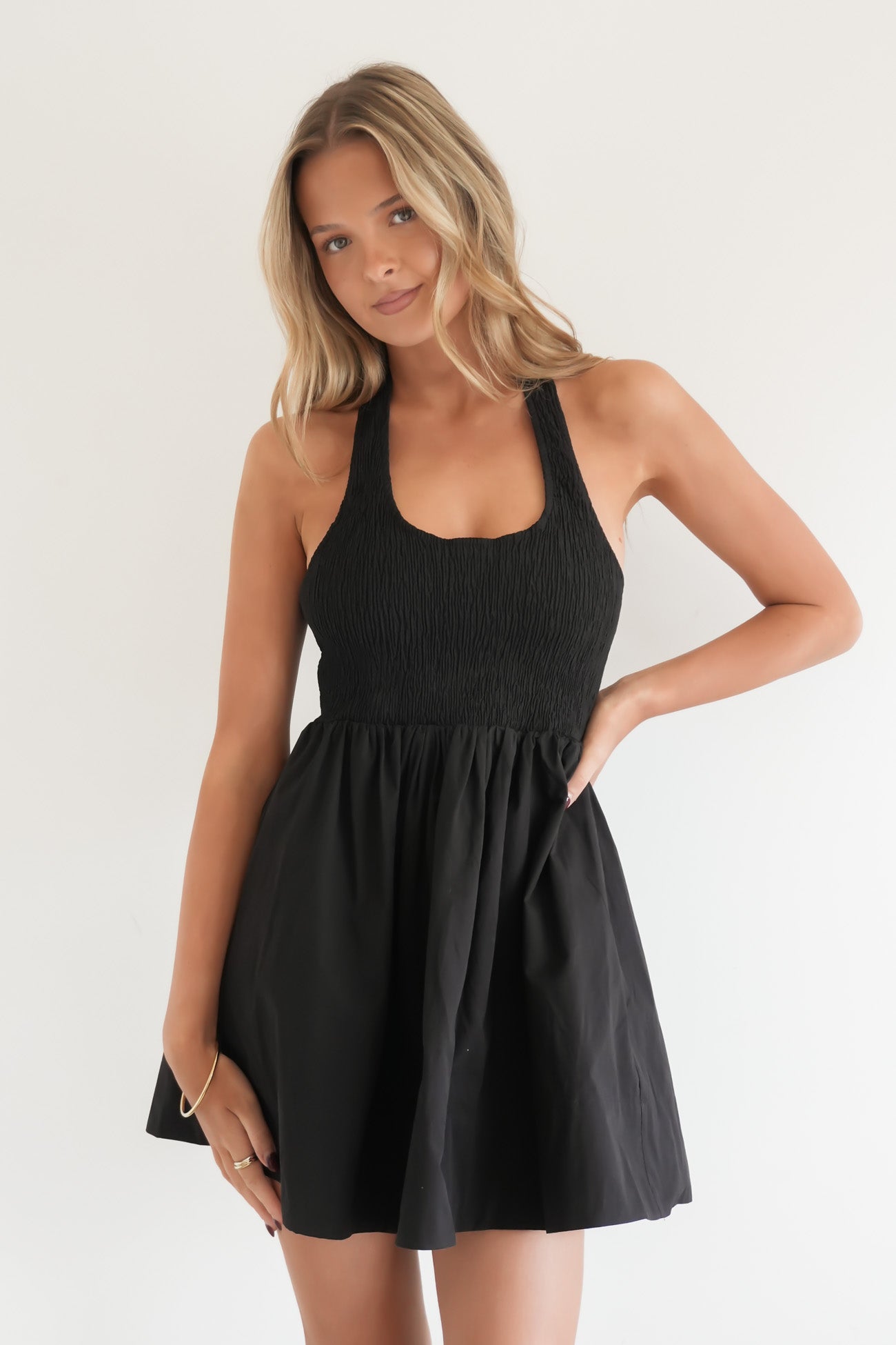 Camelia Halter Mini Dress Black
