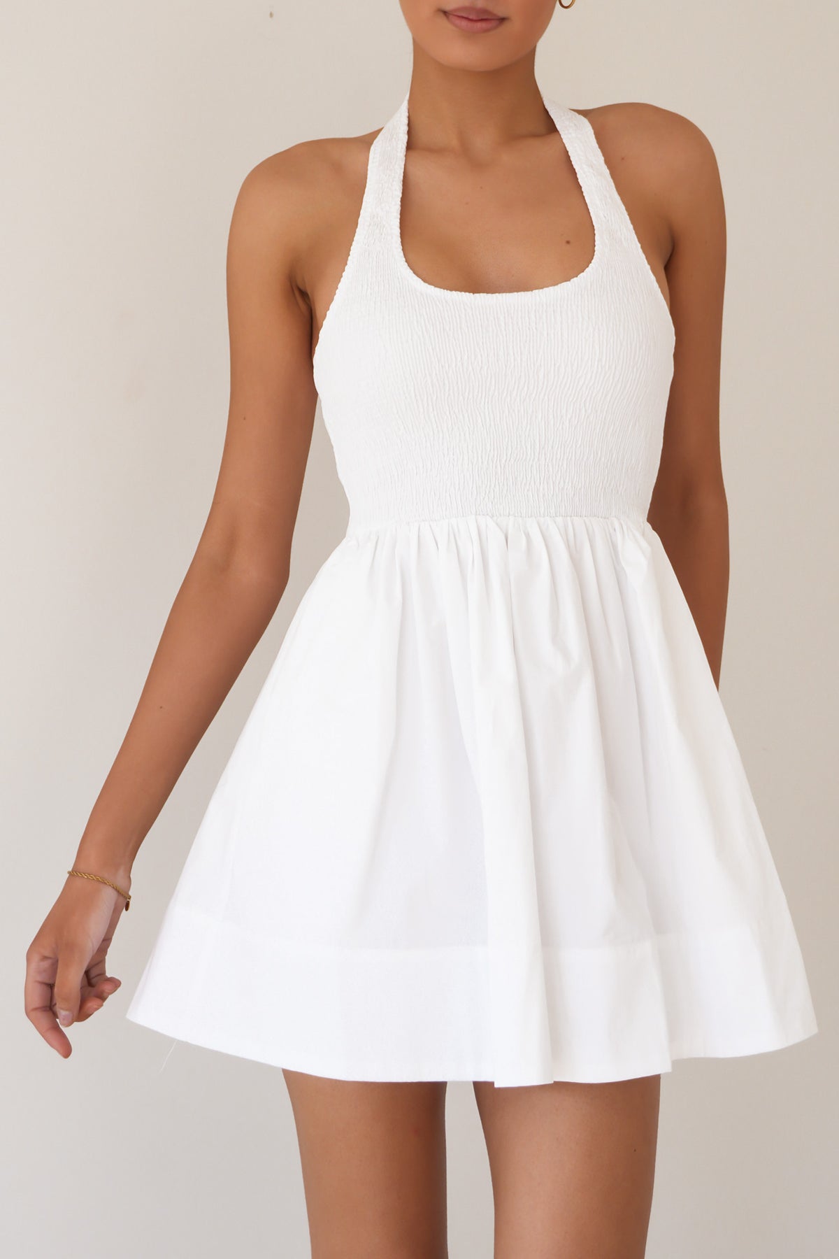 Camelia Halter Mini Dress White