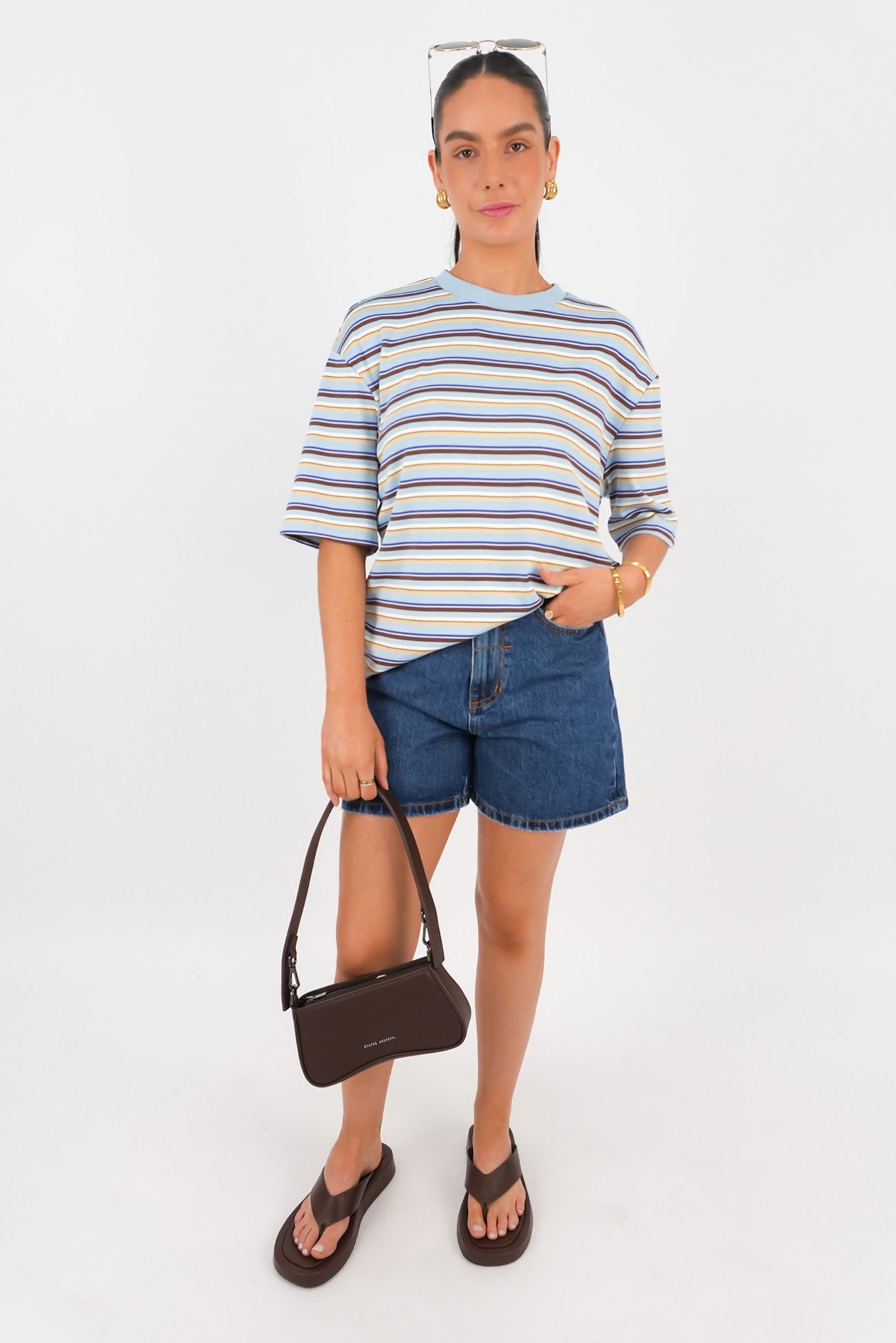 Campbell Stripe Tee Blue Yellow