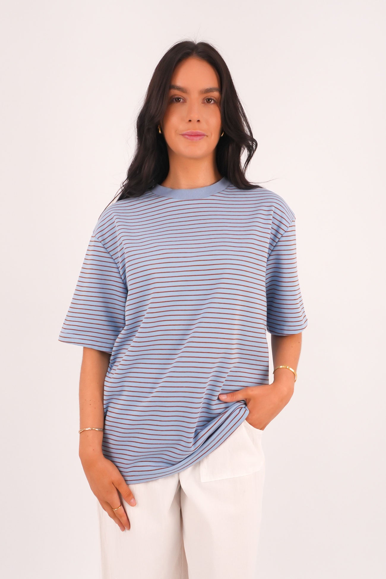 Campbell Stripe Tee Blue