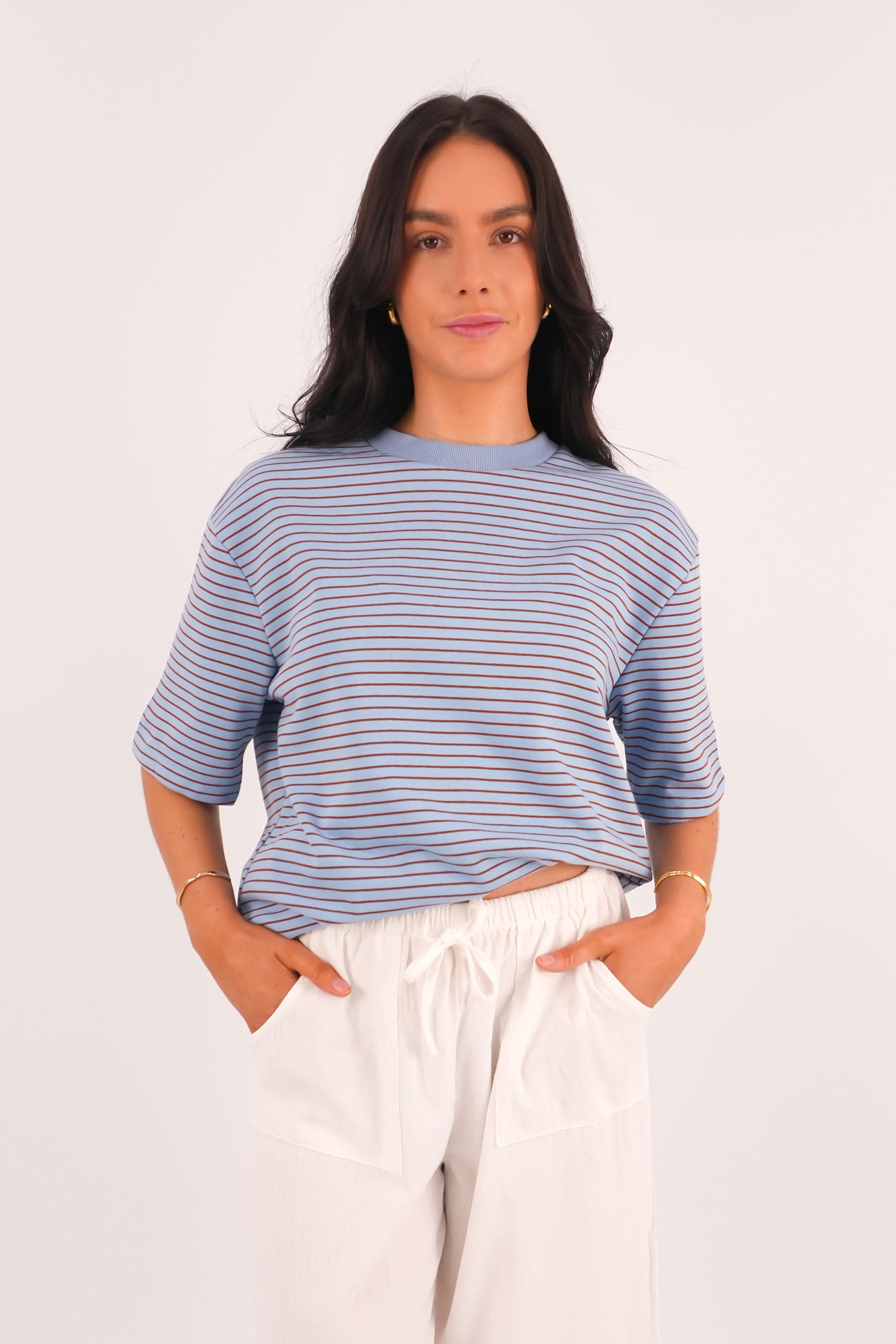 Campbell Stripe Tee Blue