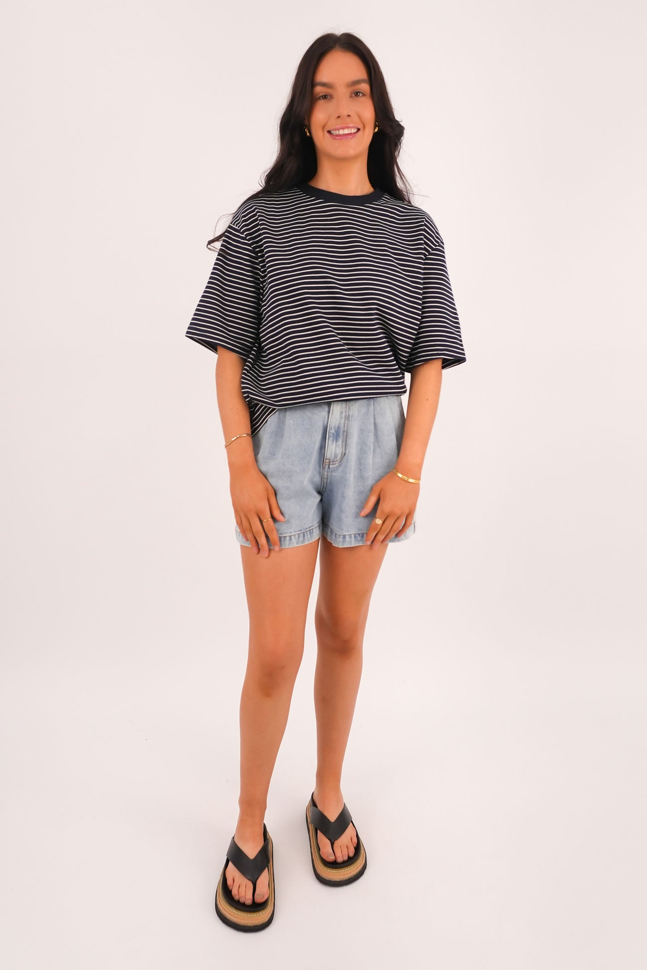 Campbell Stripe Tee Navy