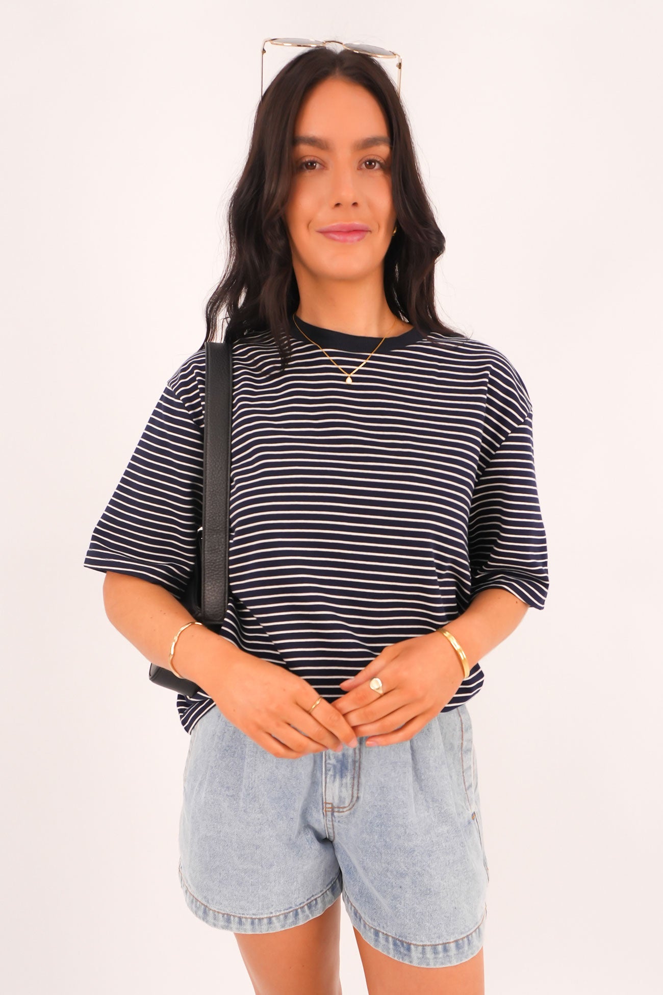 Campbell Stripe Tee Navy