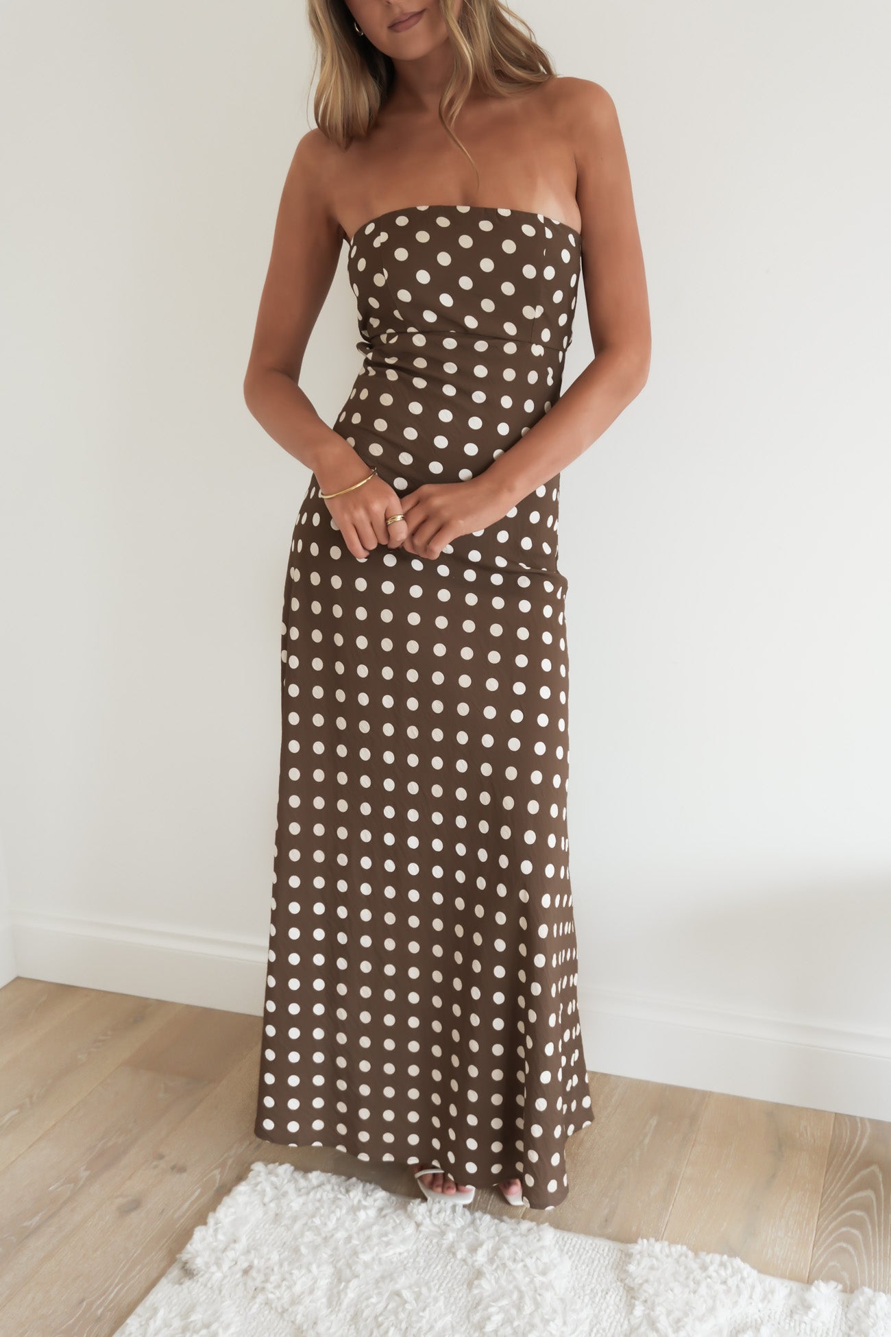 Carlos Maxi Dress Chocolate Polka Dot
