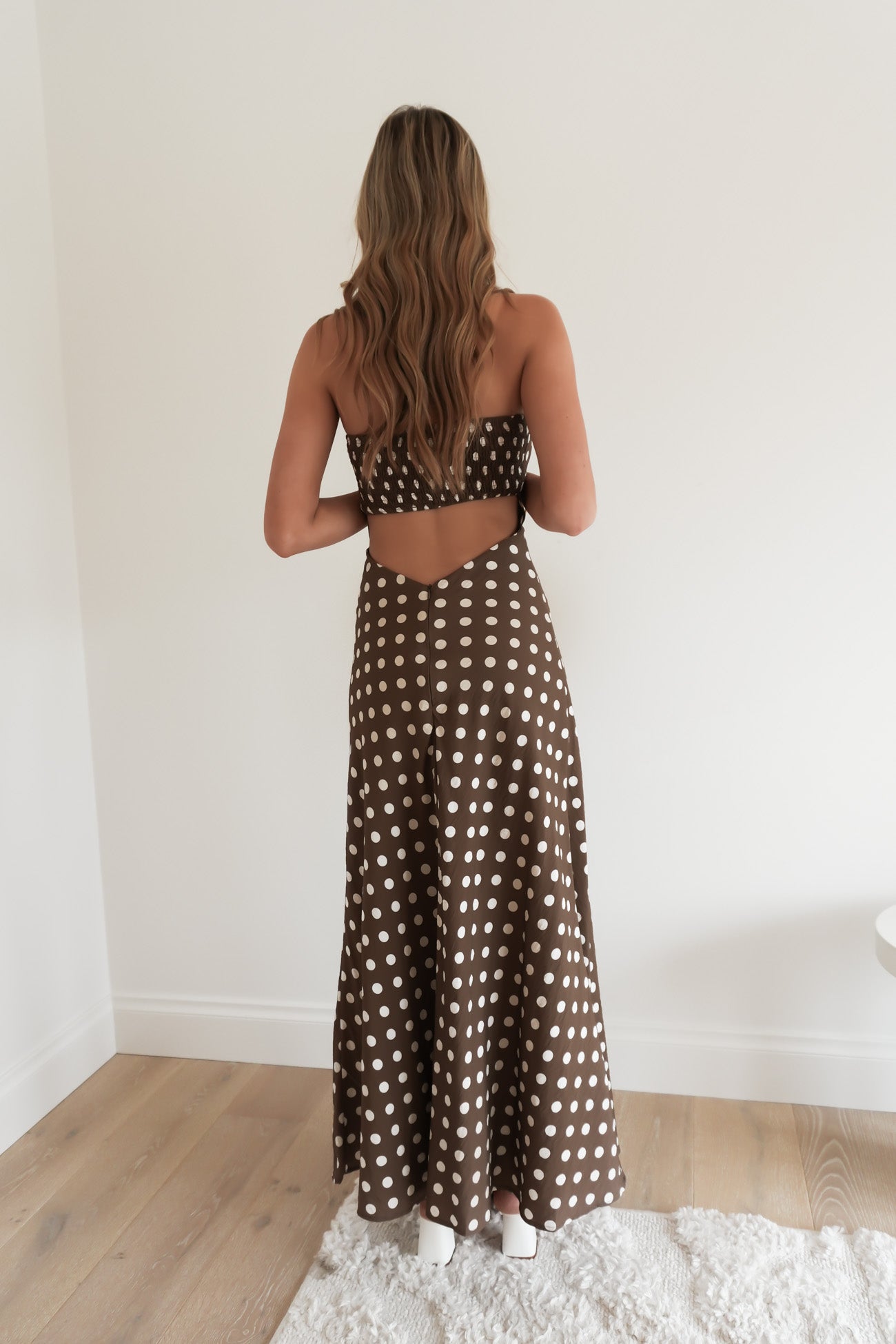 Carlos Maxi Dress Chocolate Polka Dot