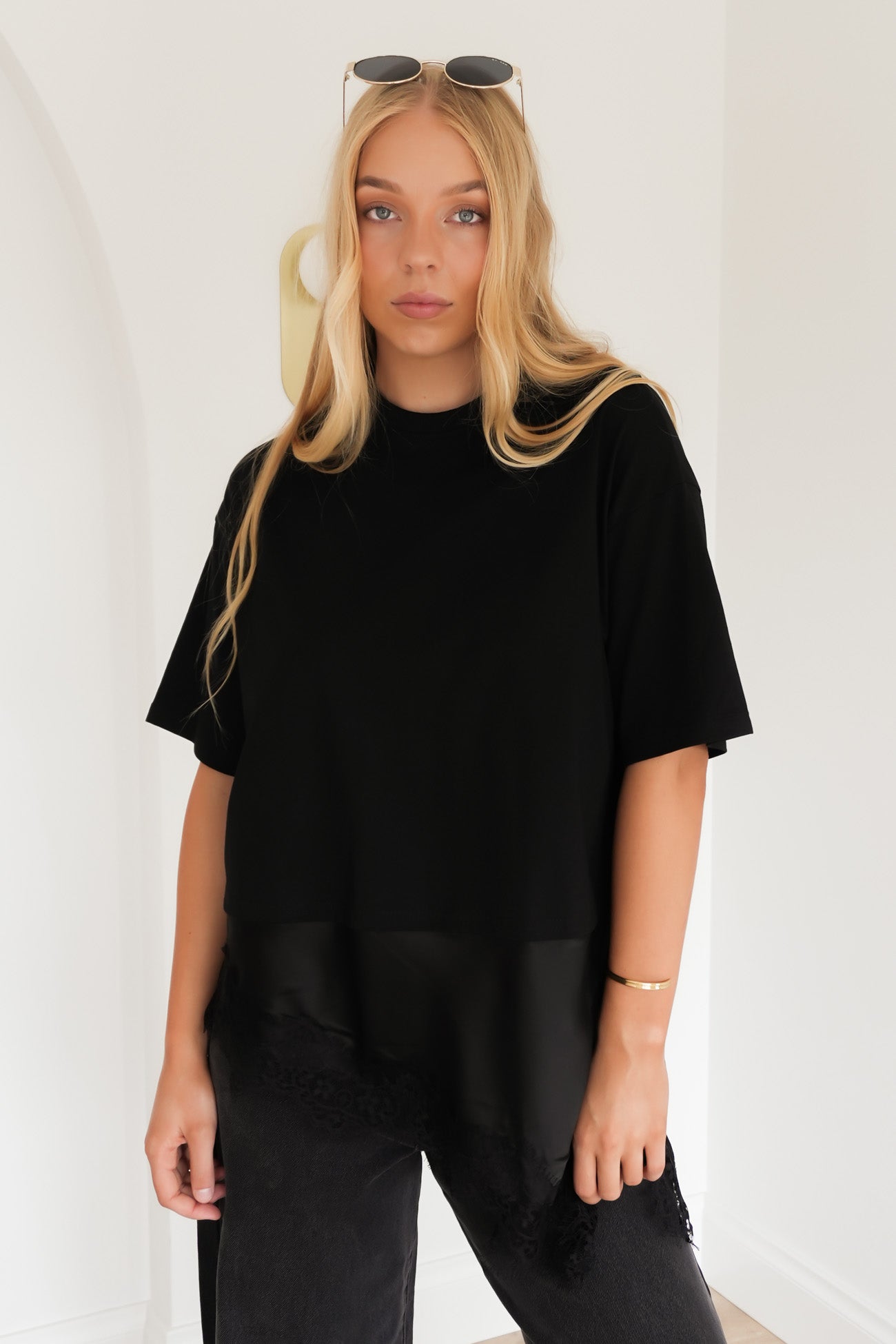 Cassidy Lace Tee Black