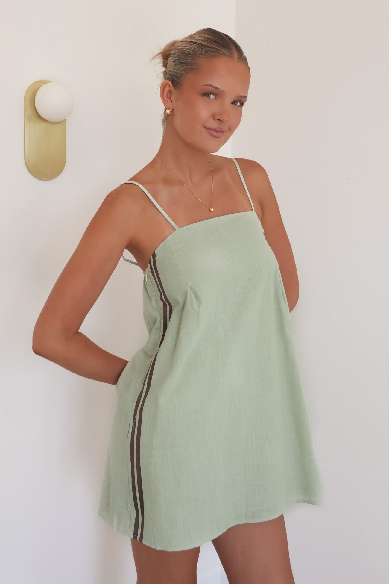 Catalina Mini Dress Sage Brown