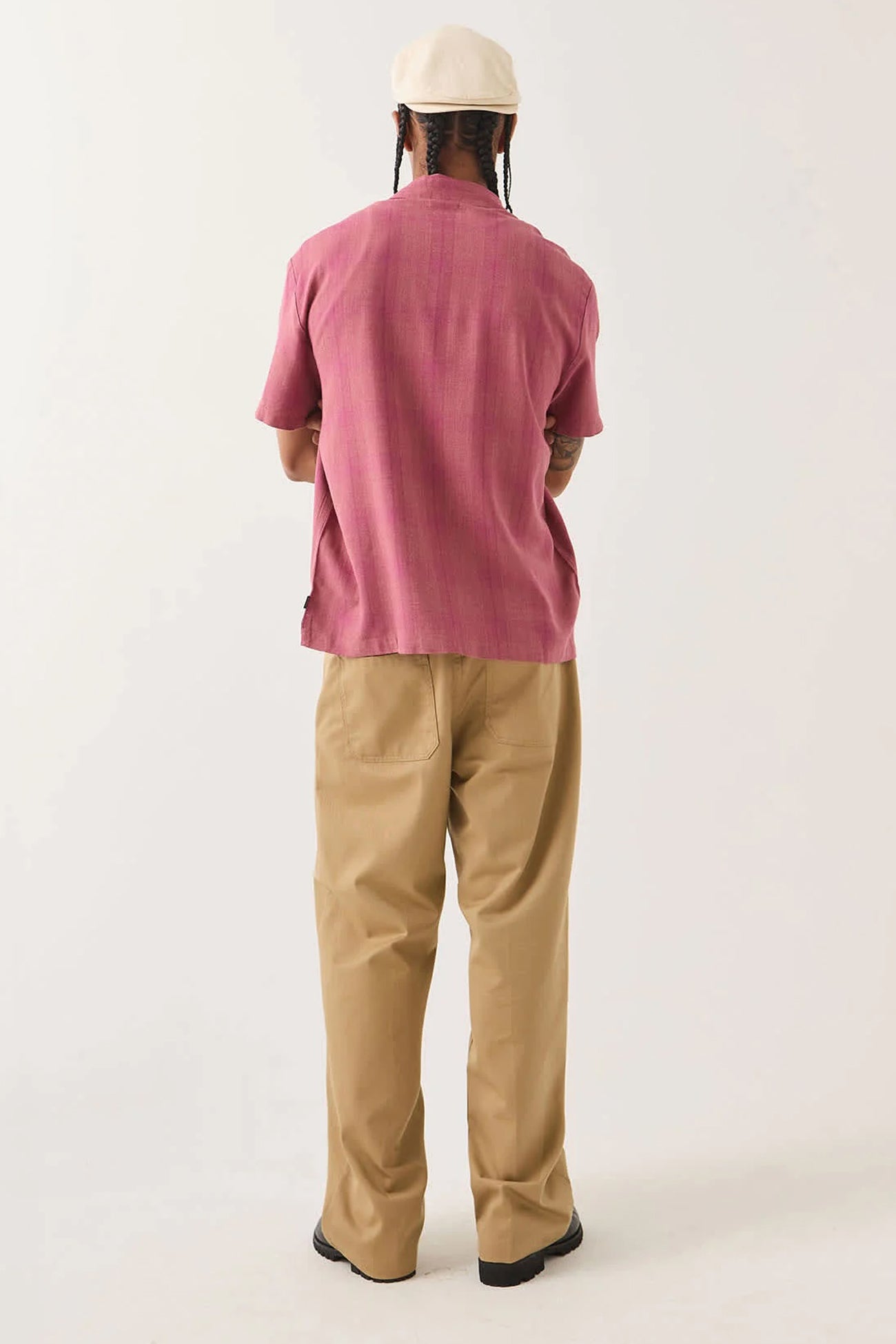 Century Short Sleeve Woven Shirt Pink Shadow Plaid