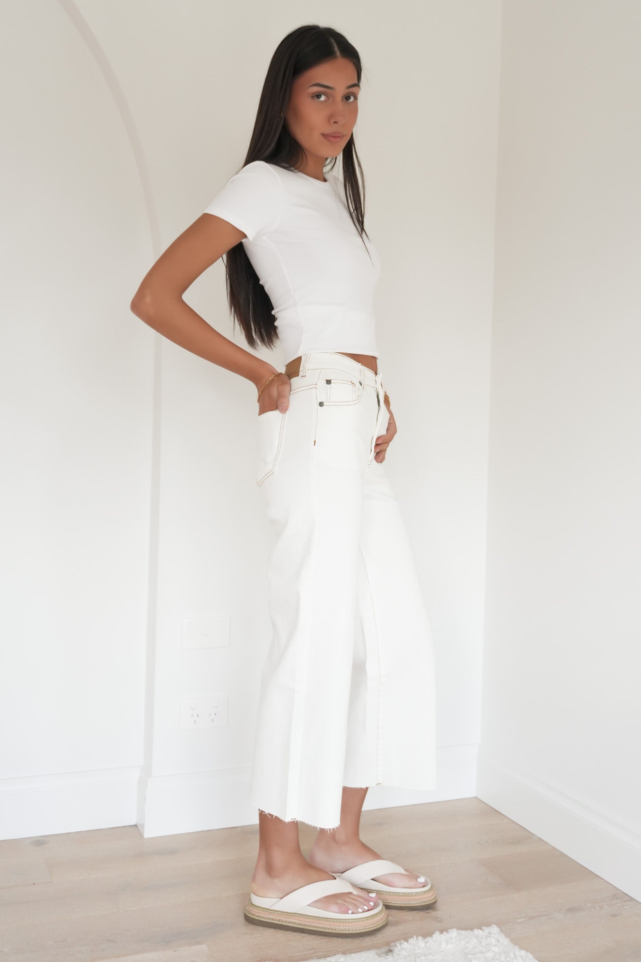 Charlie High Rise Wide Leg Jean Vintage White