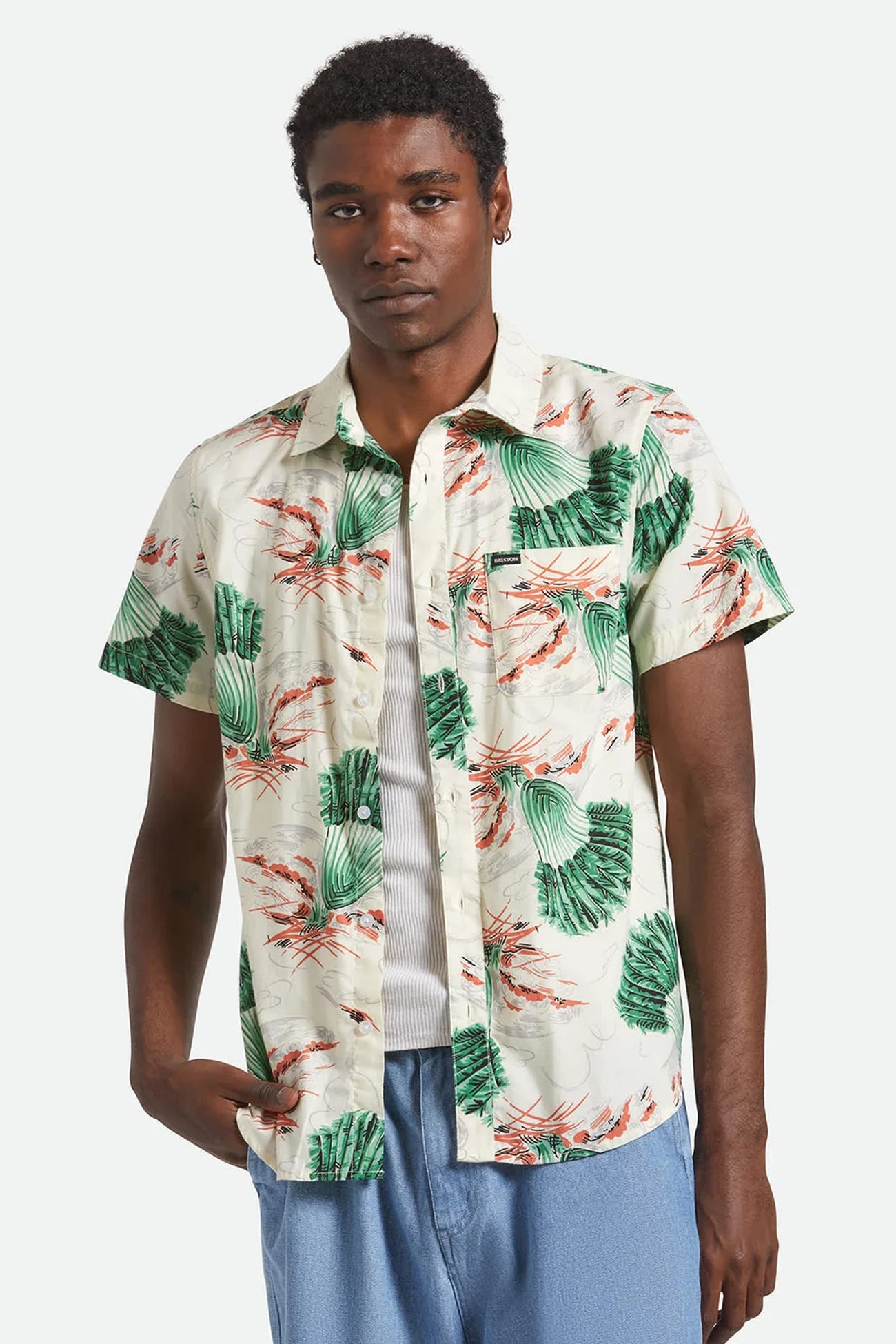 Charter Print Short Sleeve Woven Vintage Palm Print
