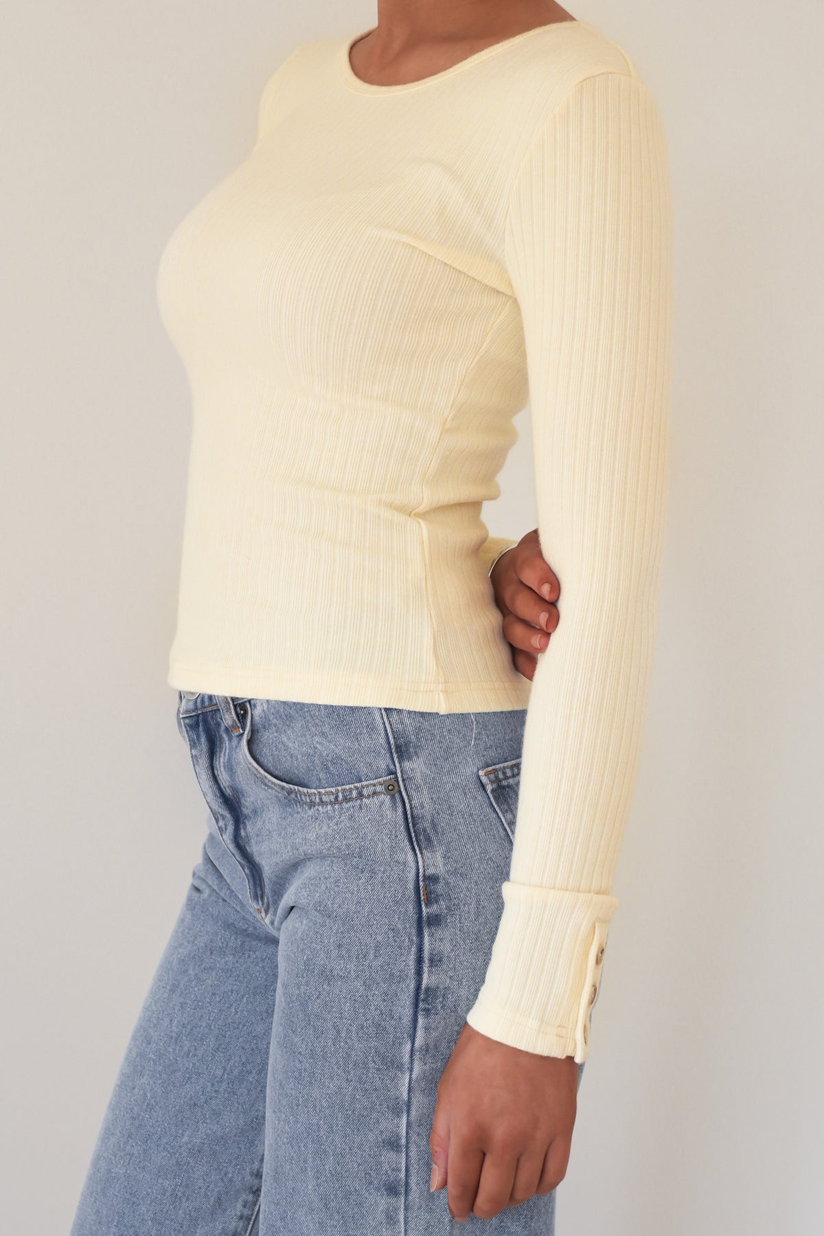 Chase Rib Long Sleeve Beige