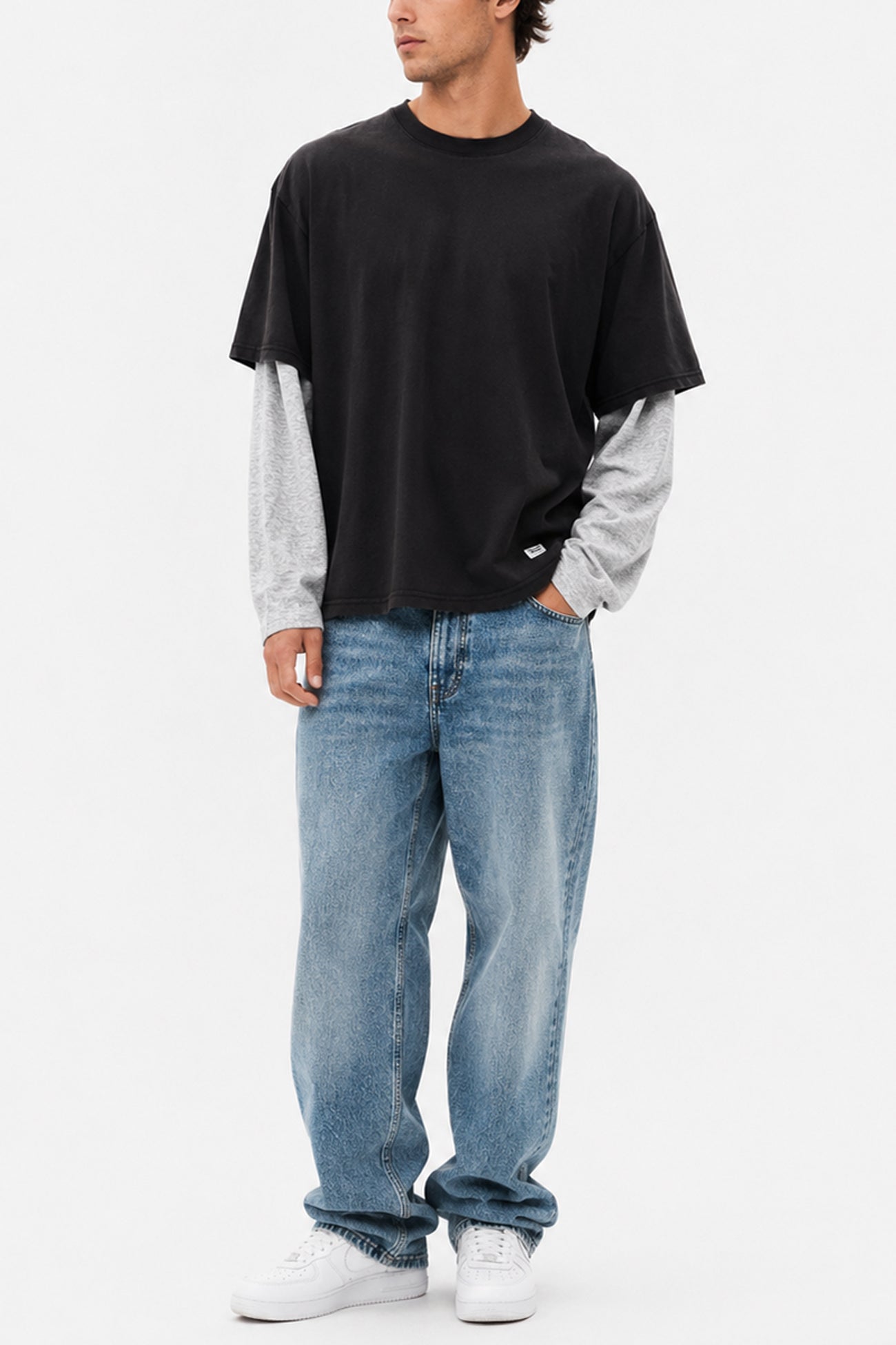 Layered Long Sleeve Charcoal