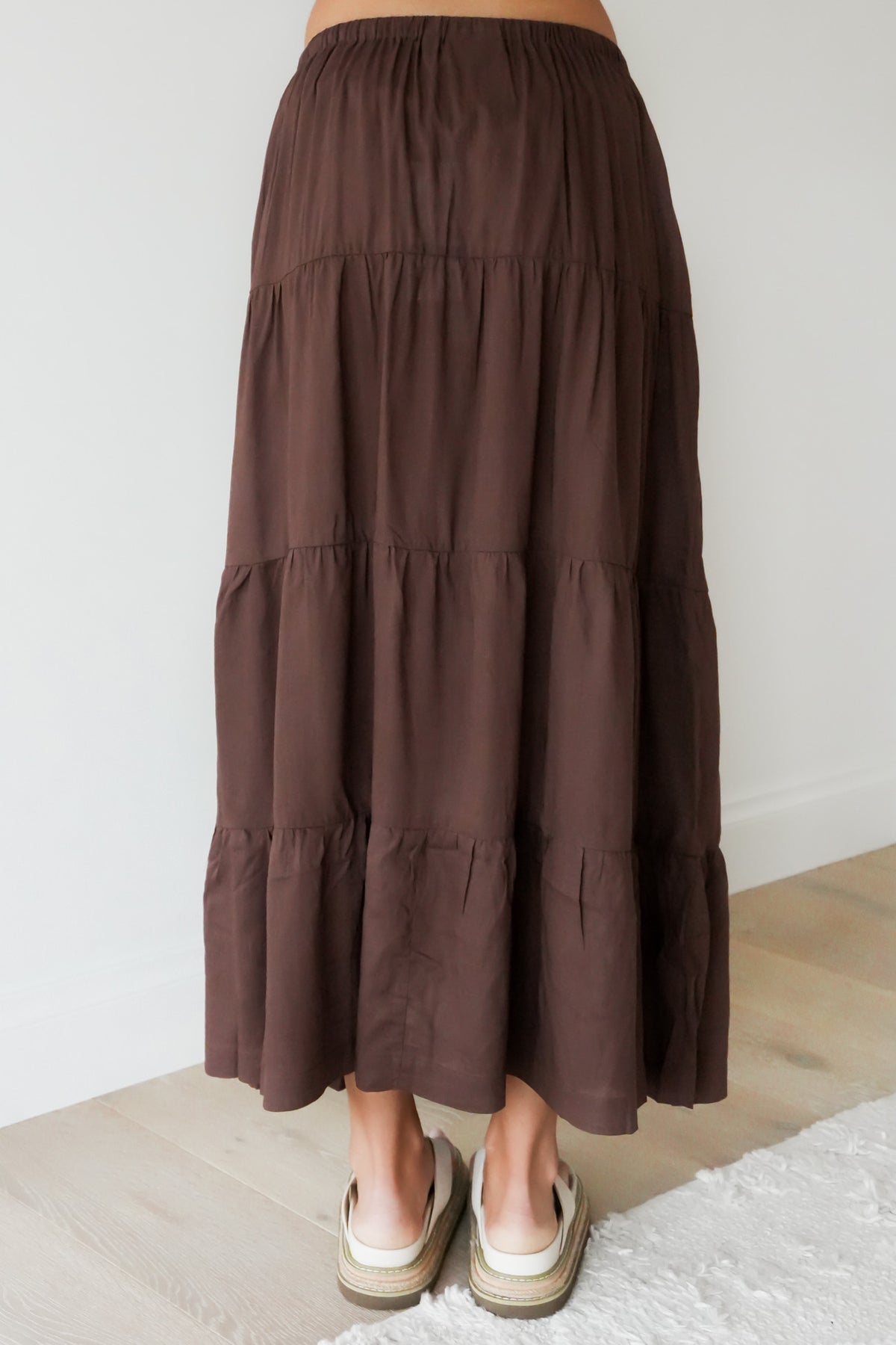 Classic Tiered Maxi Skirt Chocolate