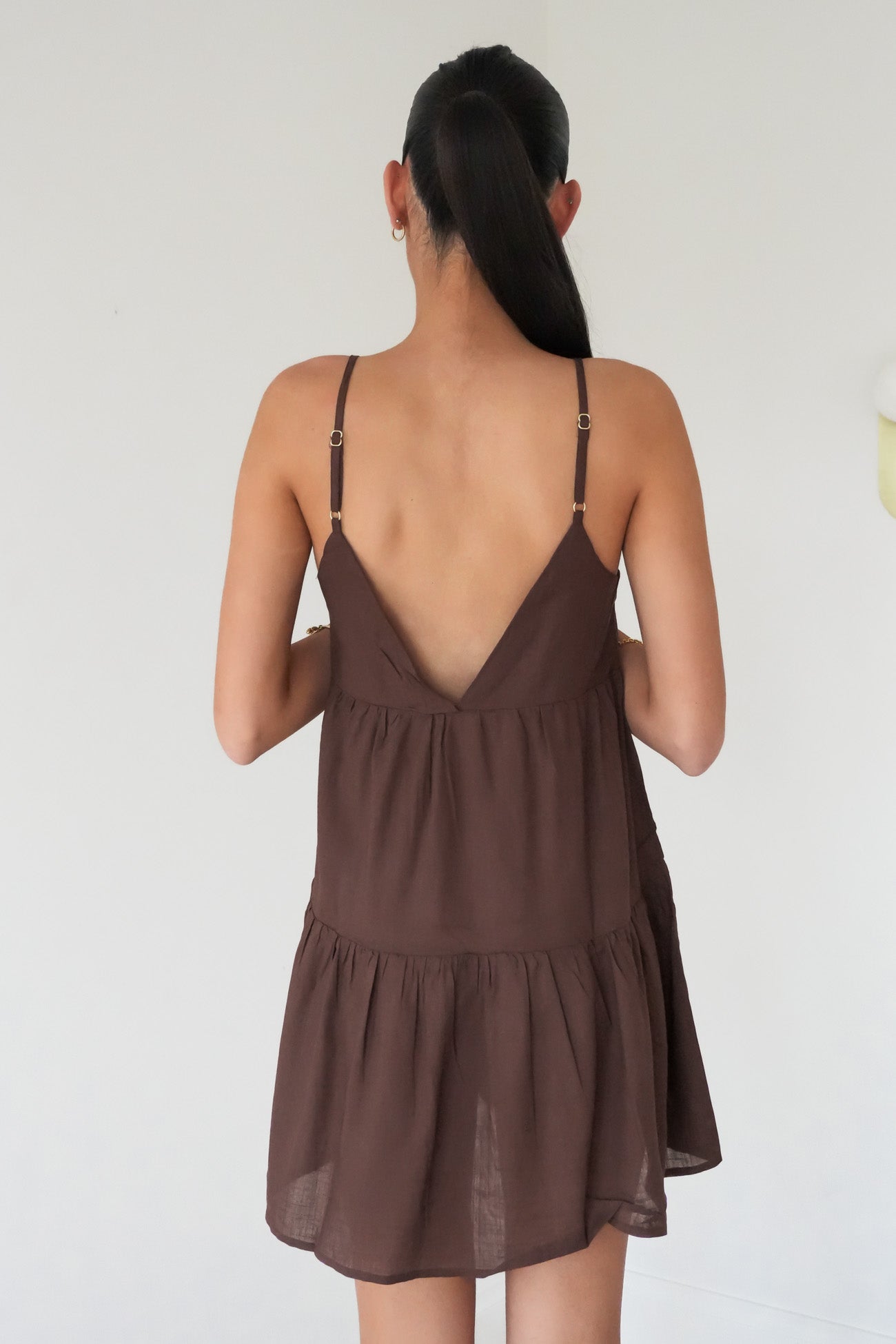 Classic Tiered Mini Dress Chocolate