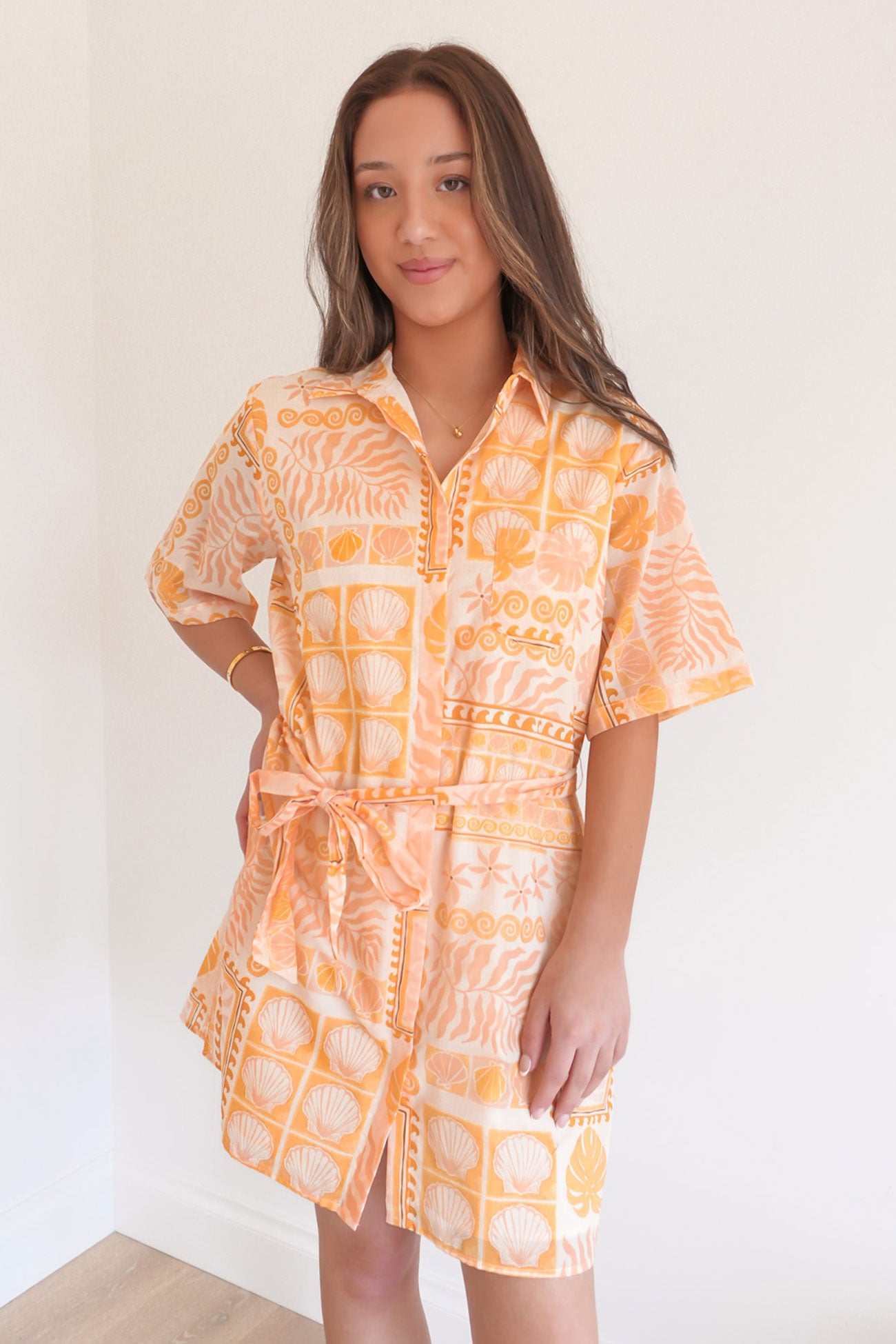Coast Mini Shirt Dress Peach Shell Patchwork