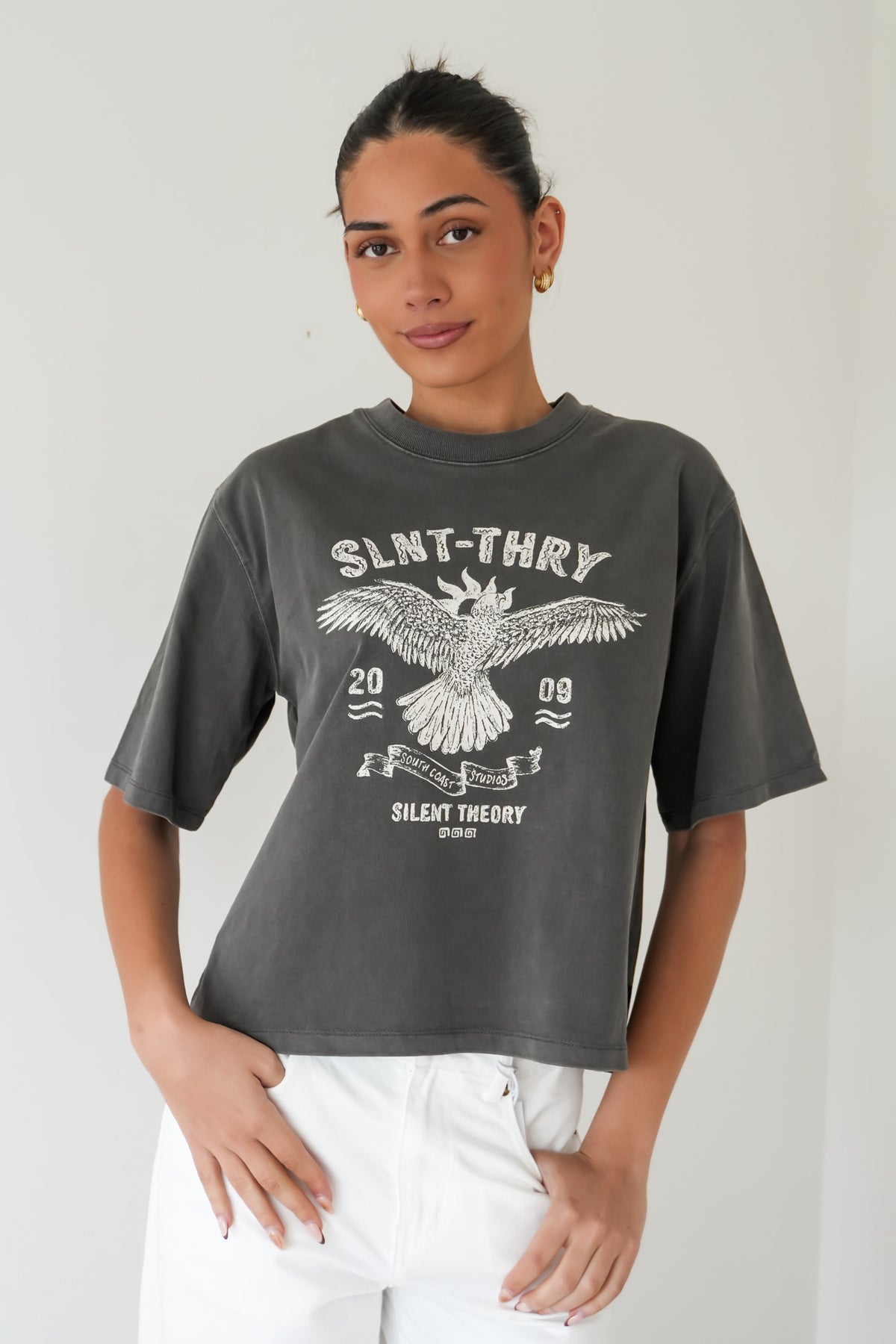 Coast Boxy Tee Charcoal