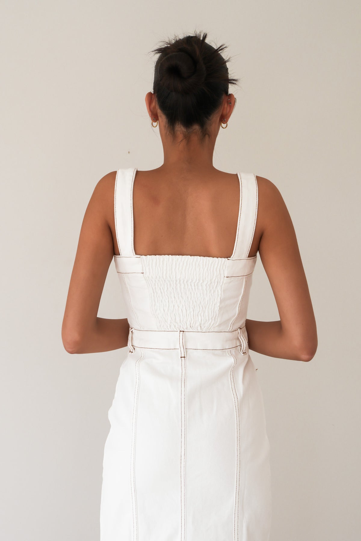 Coco Denim Midi Dress Vintage White
