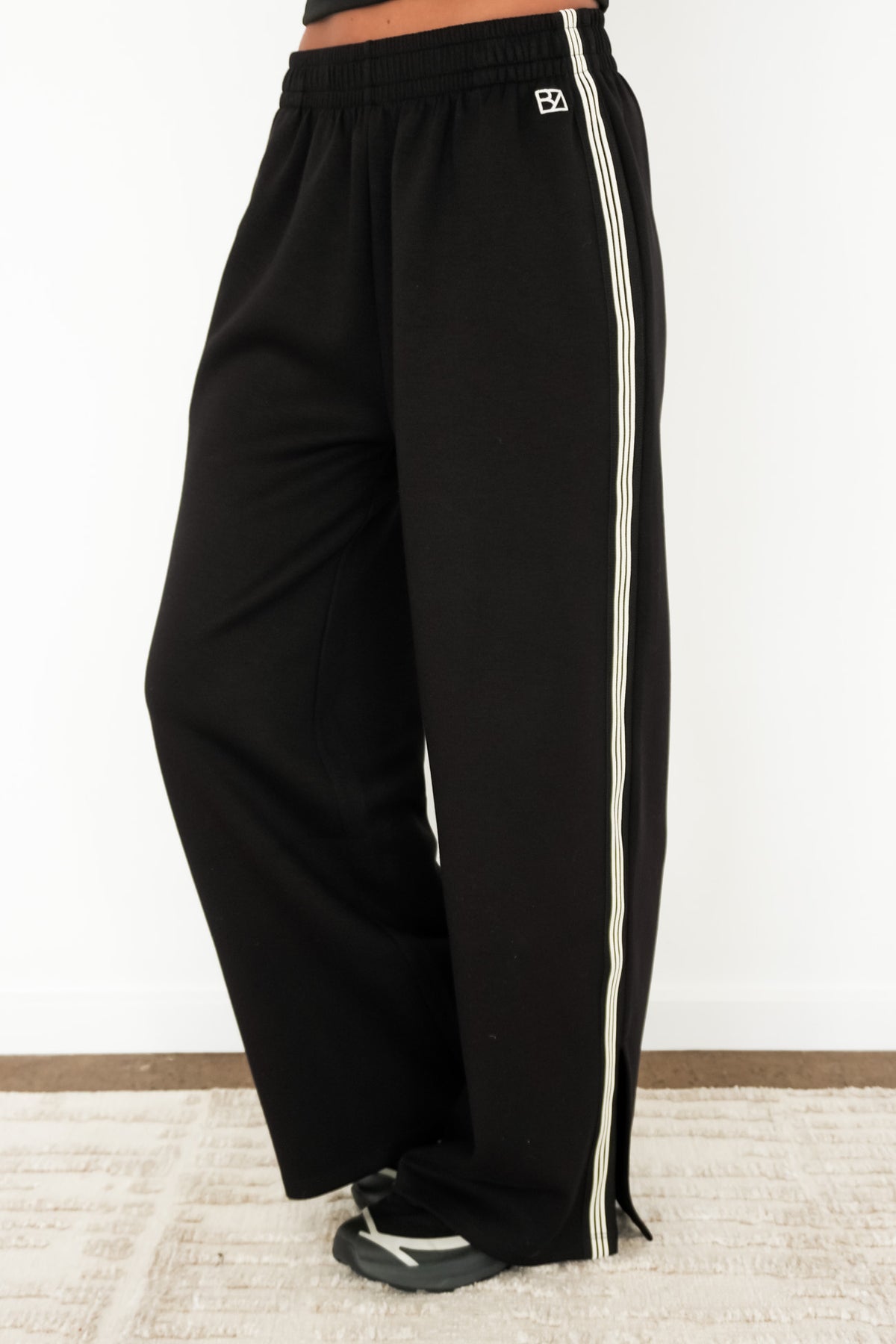 Cole Stripe Track Pant Black