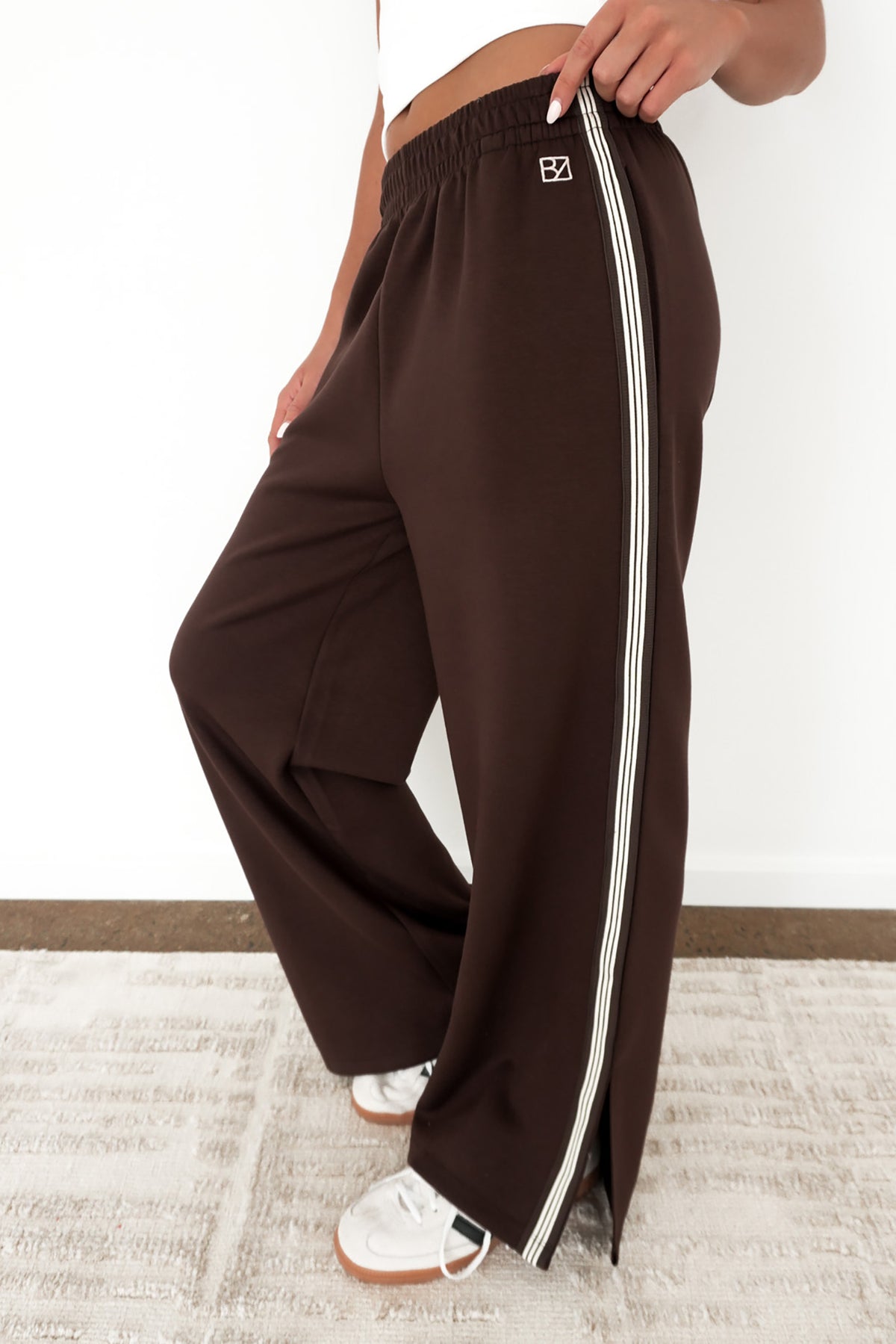 Cole Stripe Track Pant Chocolate
