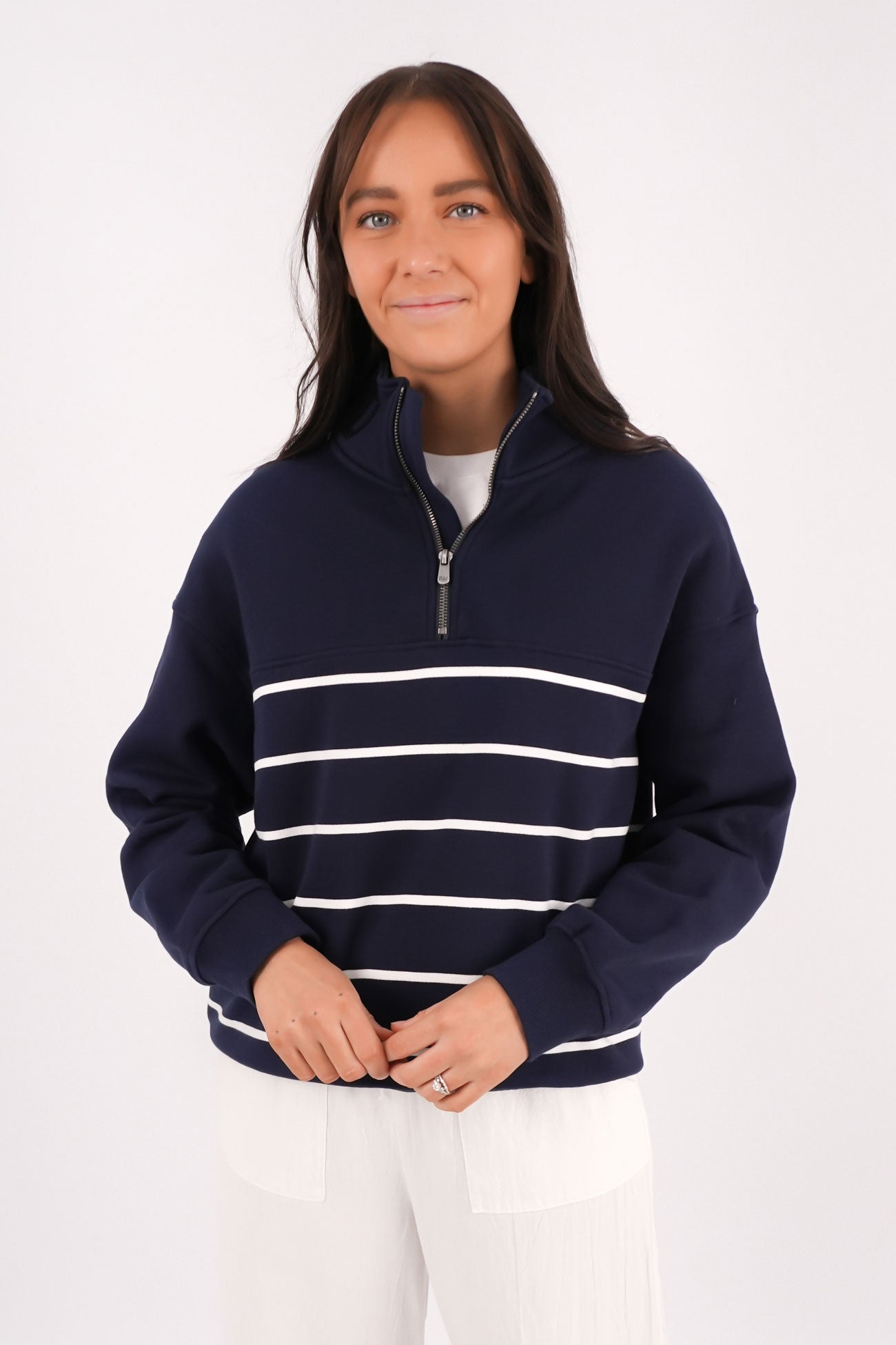 College Zip Crew Navy