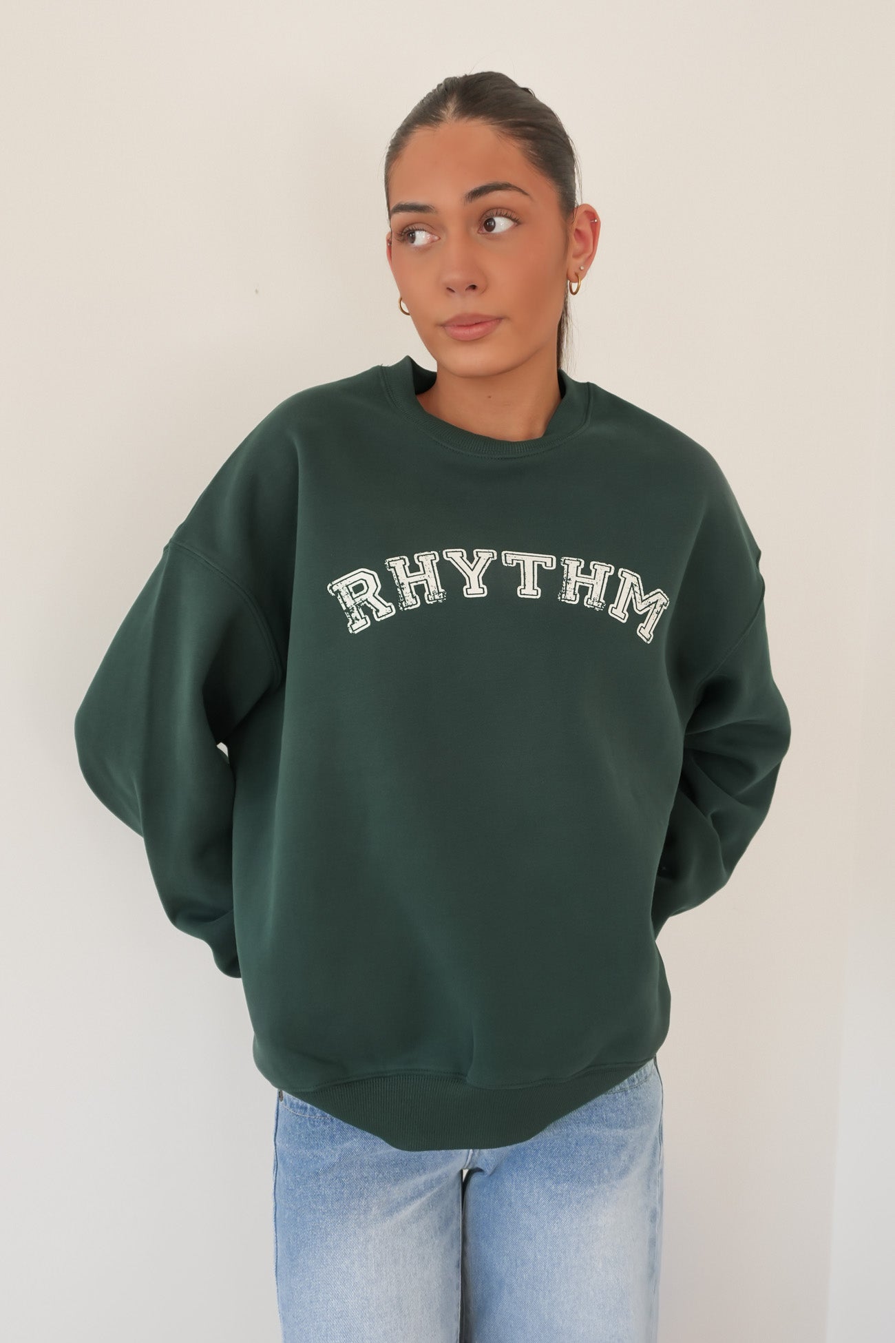 Collegiate Oversized Crew Neck Fleece Forest