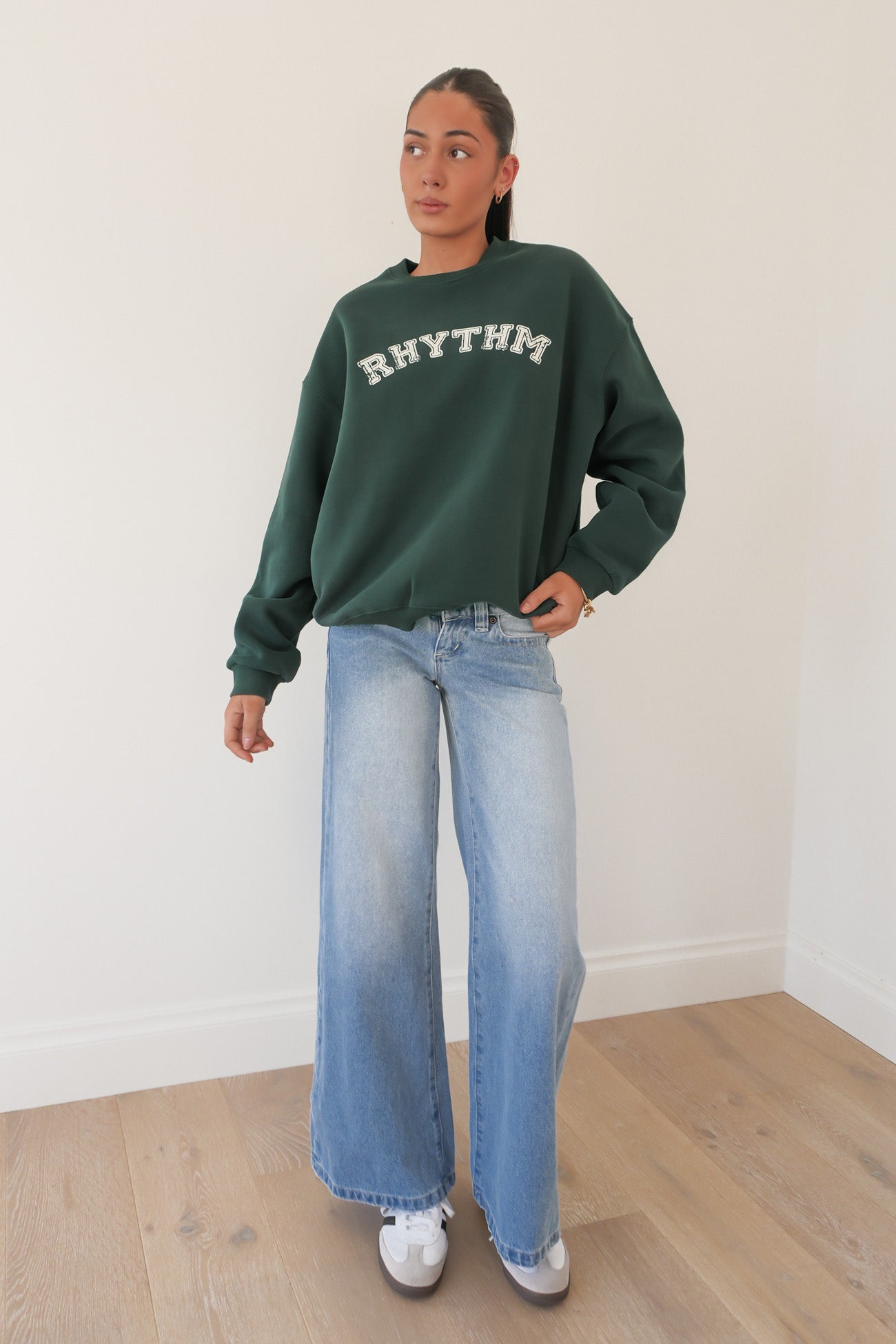 Collegiate Oversized Crew Neck Fleece Forest