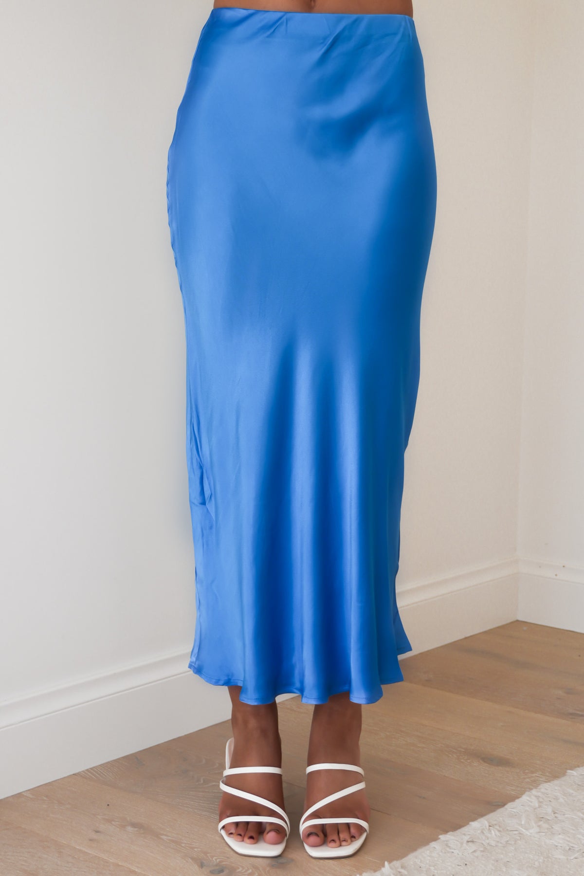Conner Satin Maxi Skirt Blue