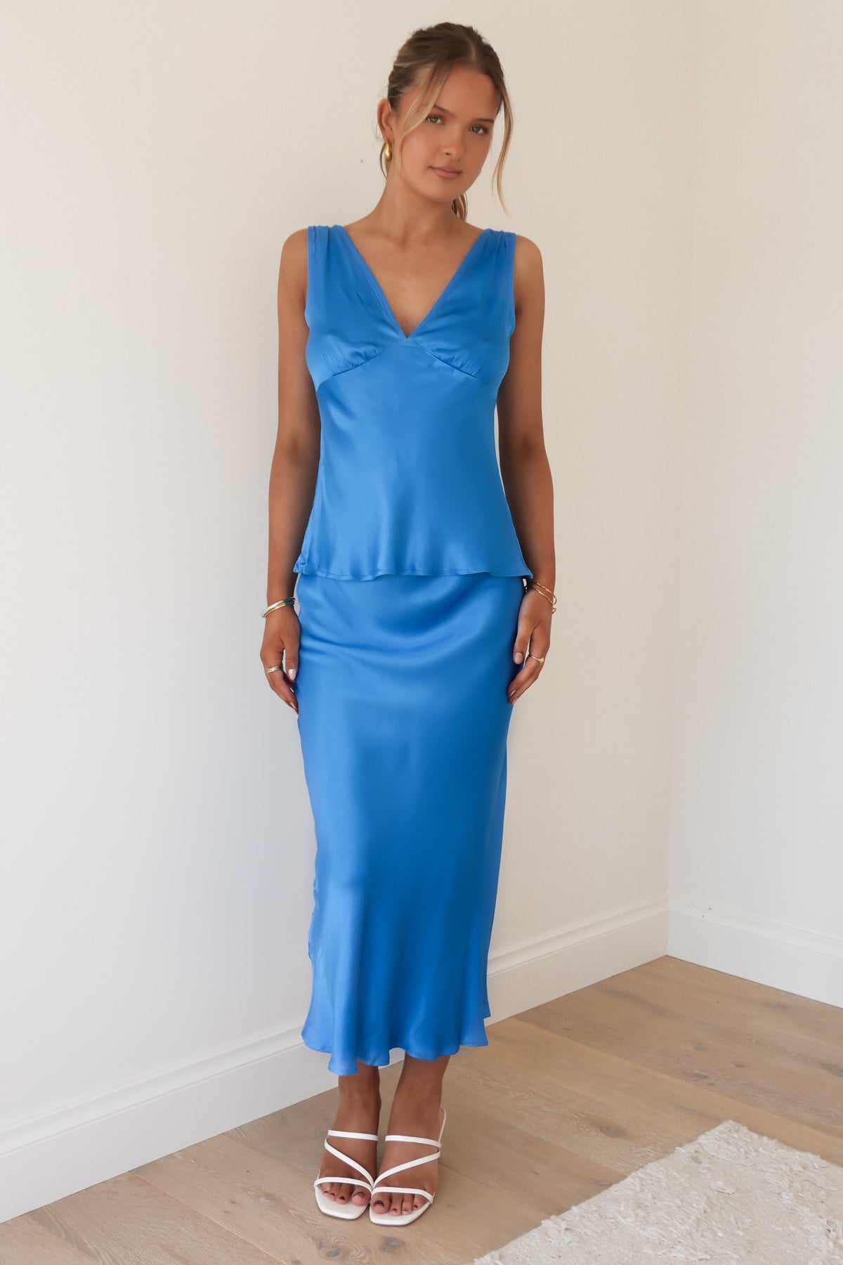 Conner Satin Top Blue