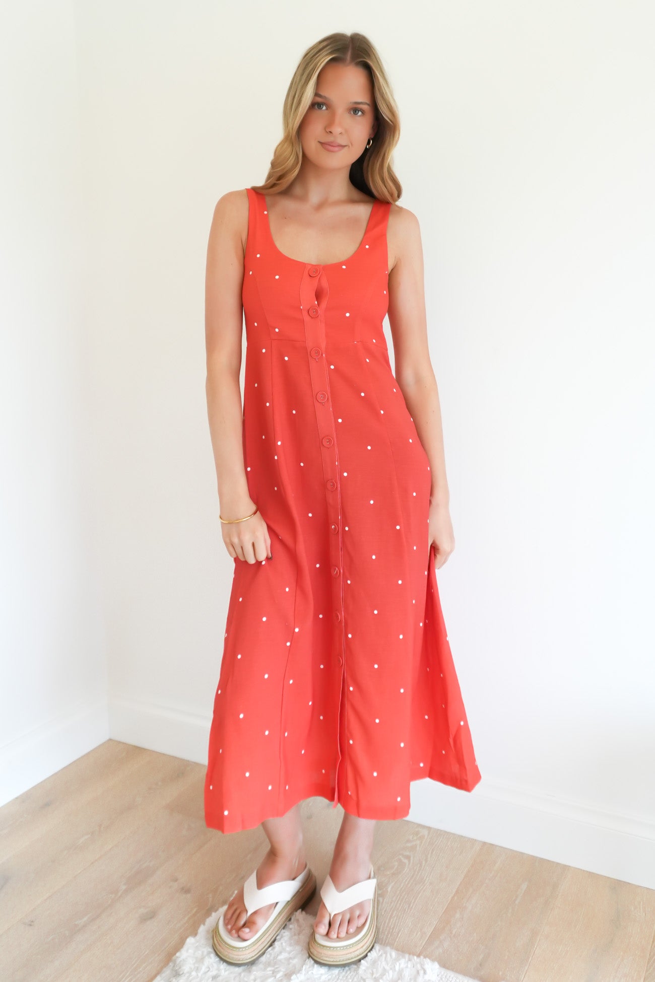 Constance Midi Dress Mandarin Spot