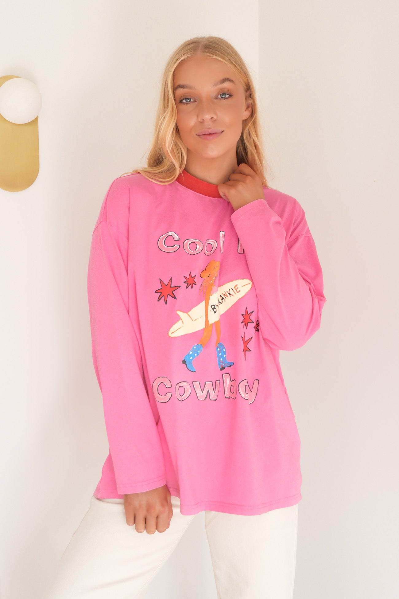 Cool It Cowboy Long Sleeve Tee Pink