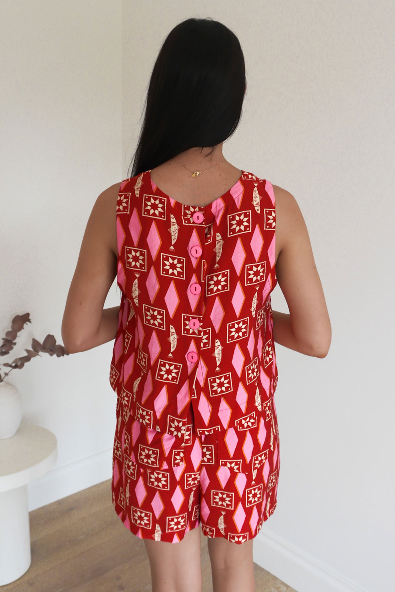 Copacabana Shell Top Sardinia Geo Print