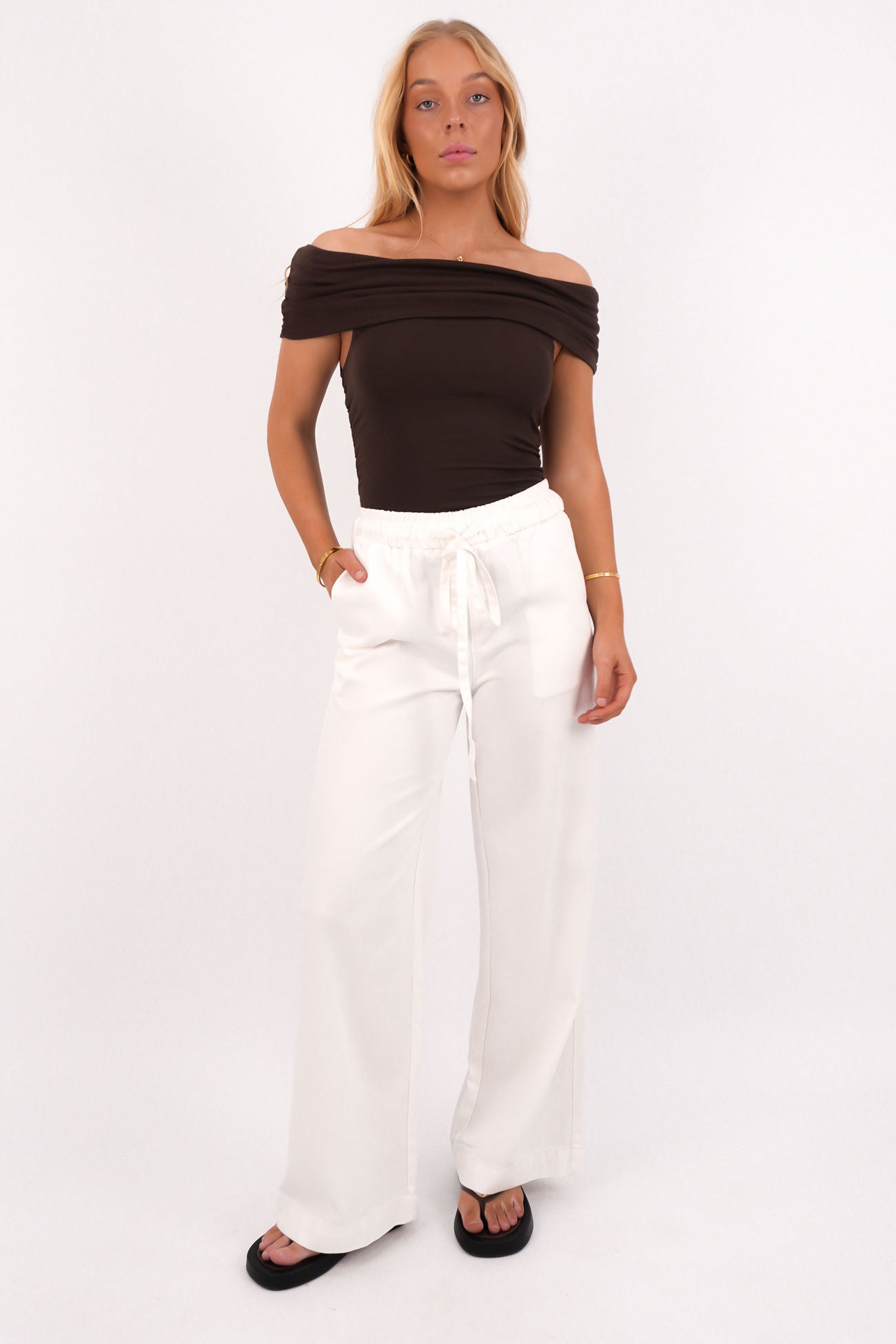 Cora Denim Pant White