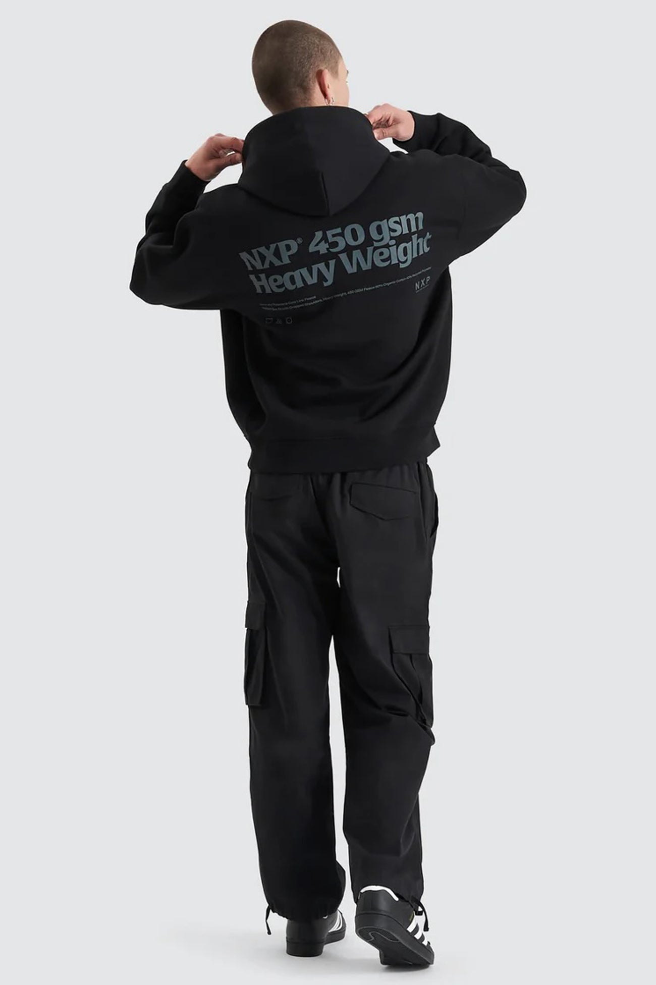 Core Line Heavy Box Fit Hooded Sweater Jet Black