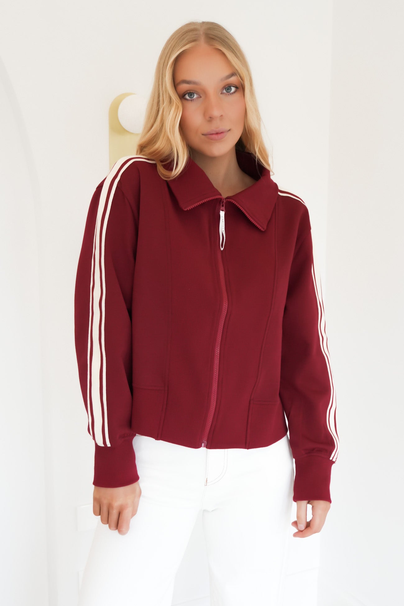 Corey Zip Through Sweater Mulberry