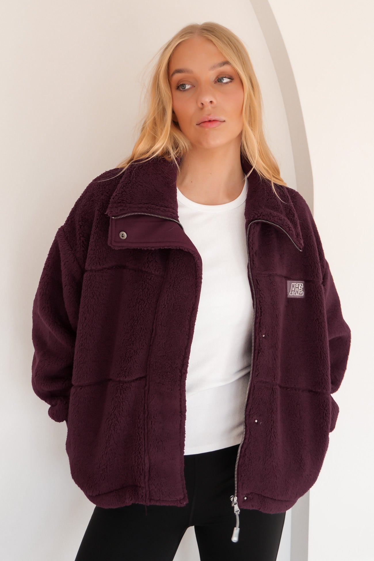Cosy Club Teddy Jacket Wine