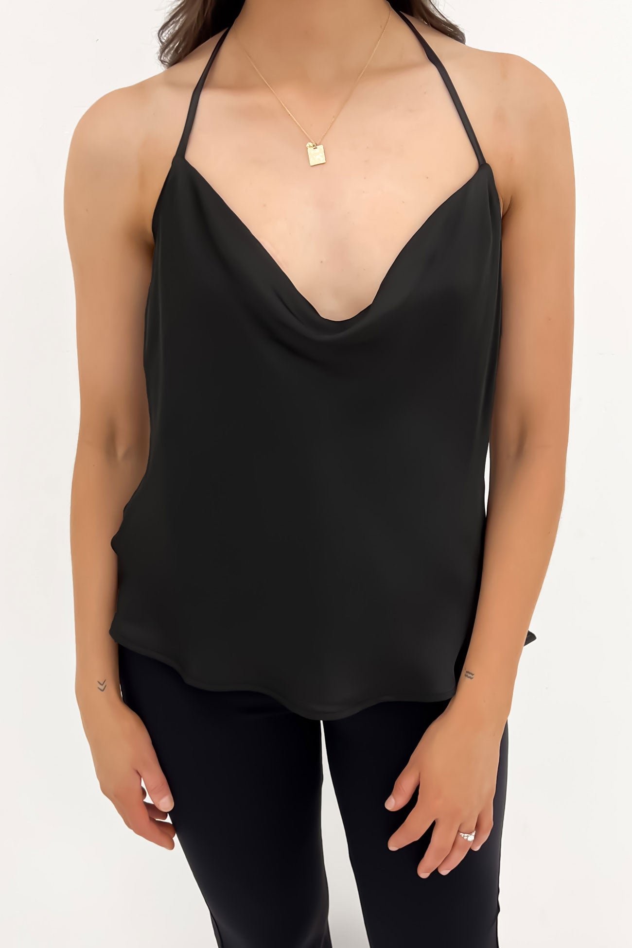 Cressida Cowl Neck Top Black