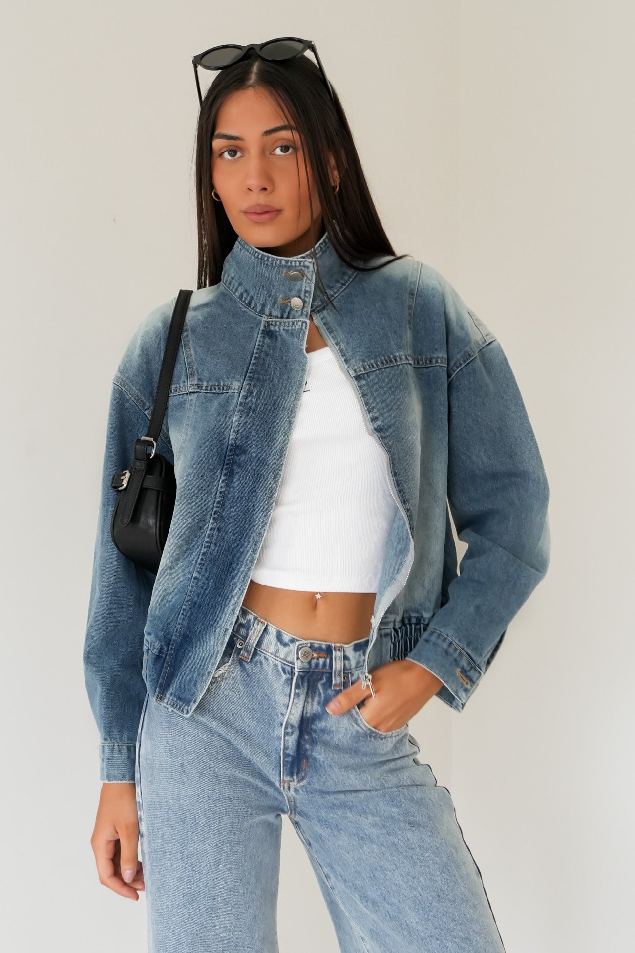 Sonya Denim Bomber Mid Blue