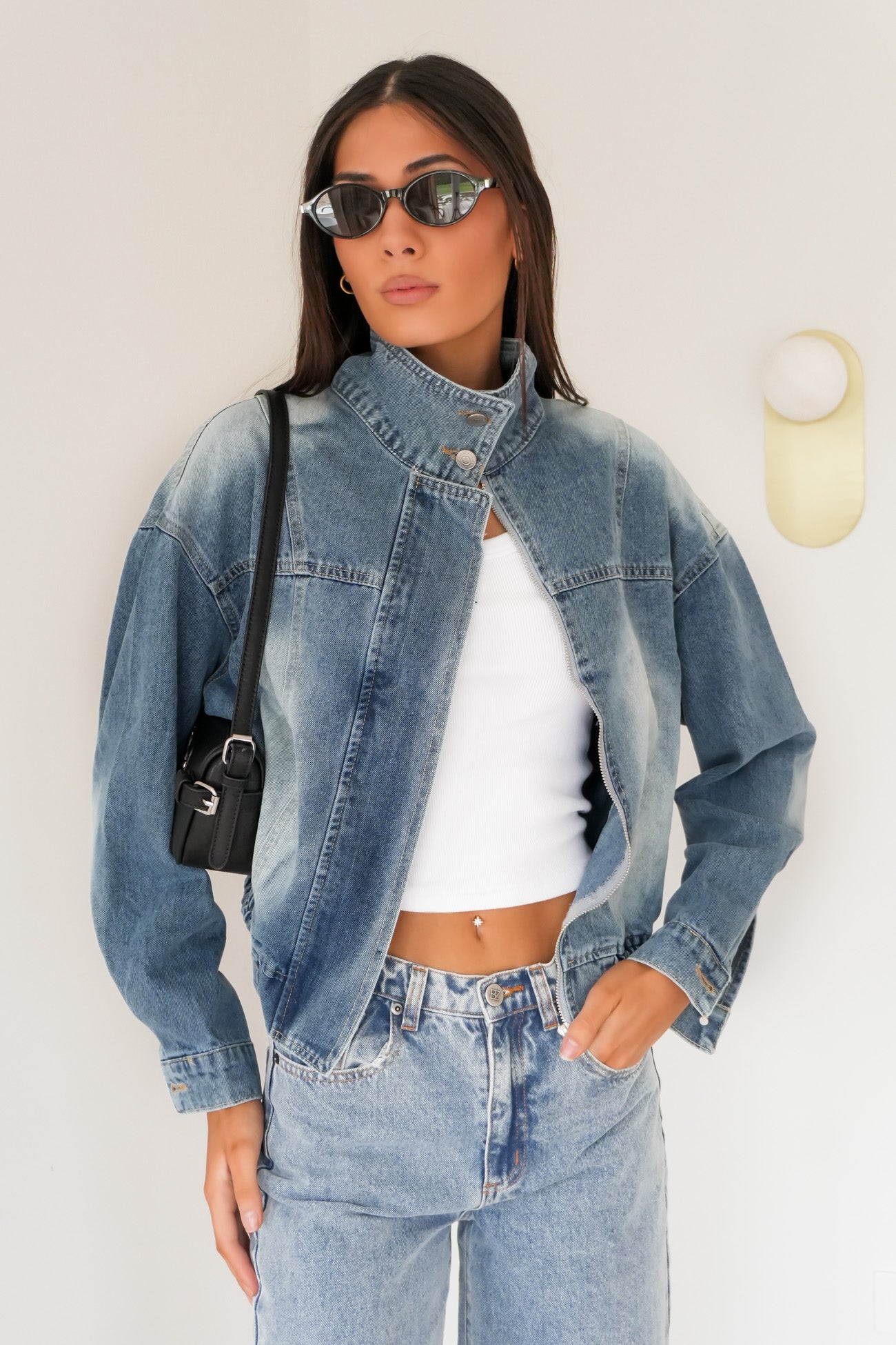 Sonya Denim Bomber Mid Blue