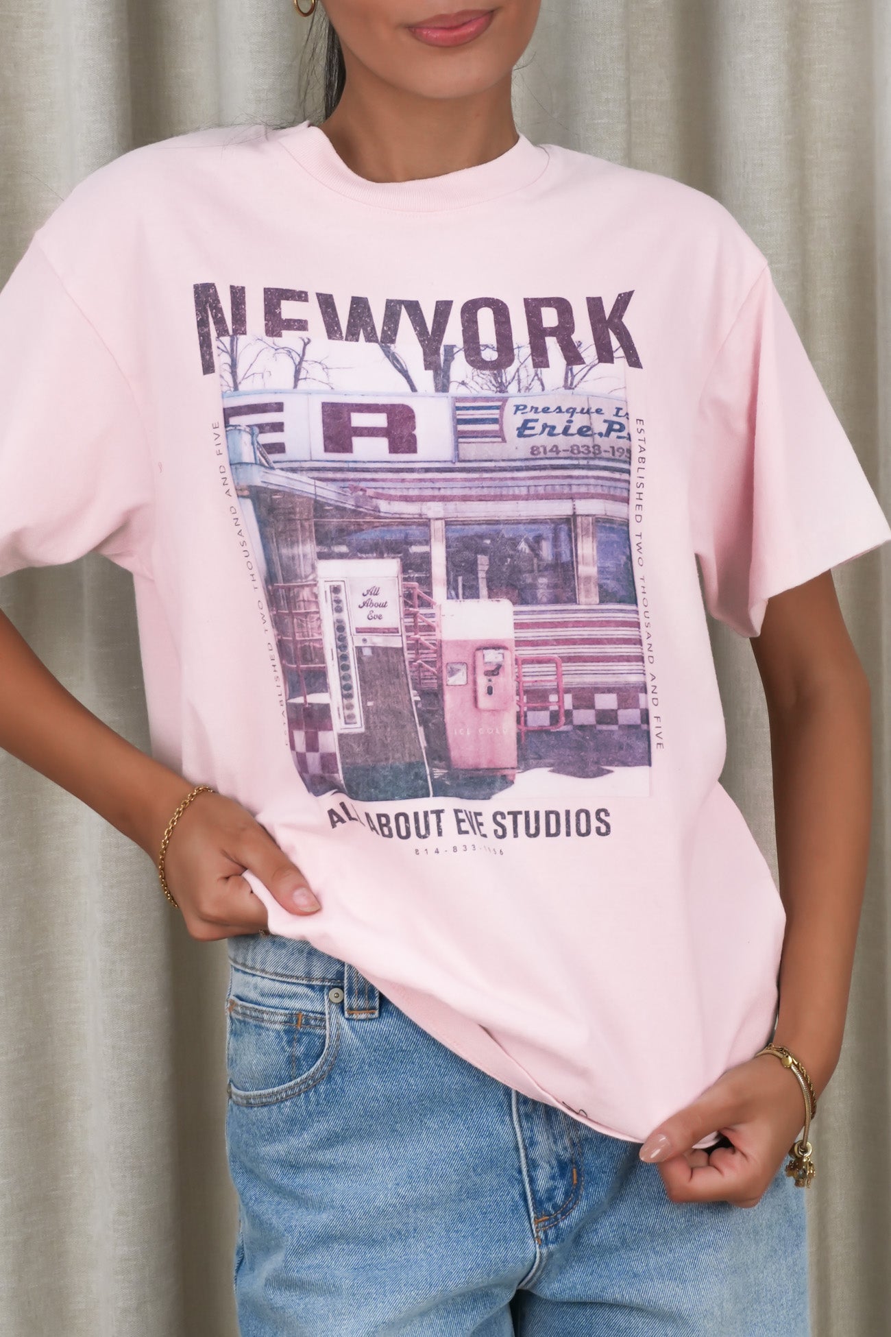 New York Diner Relaxed Tee Pink