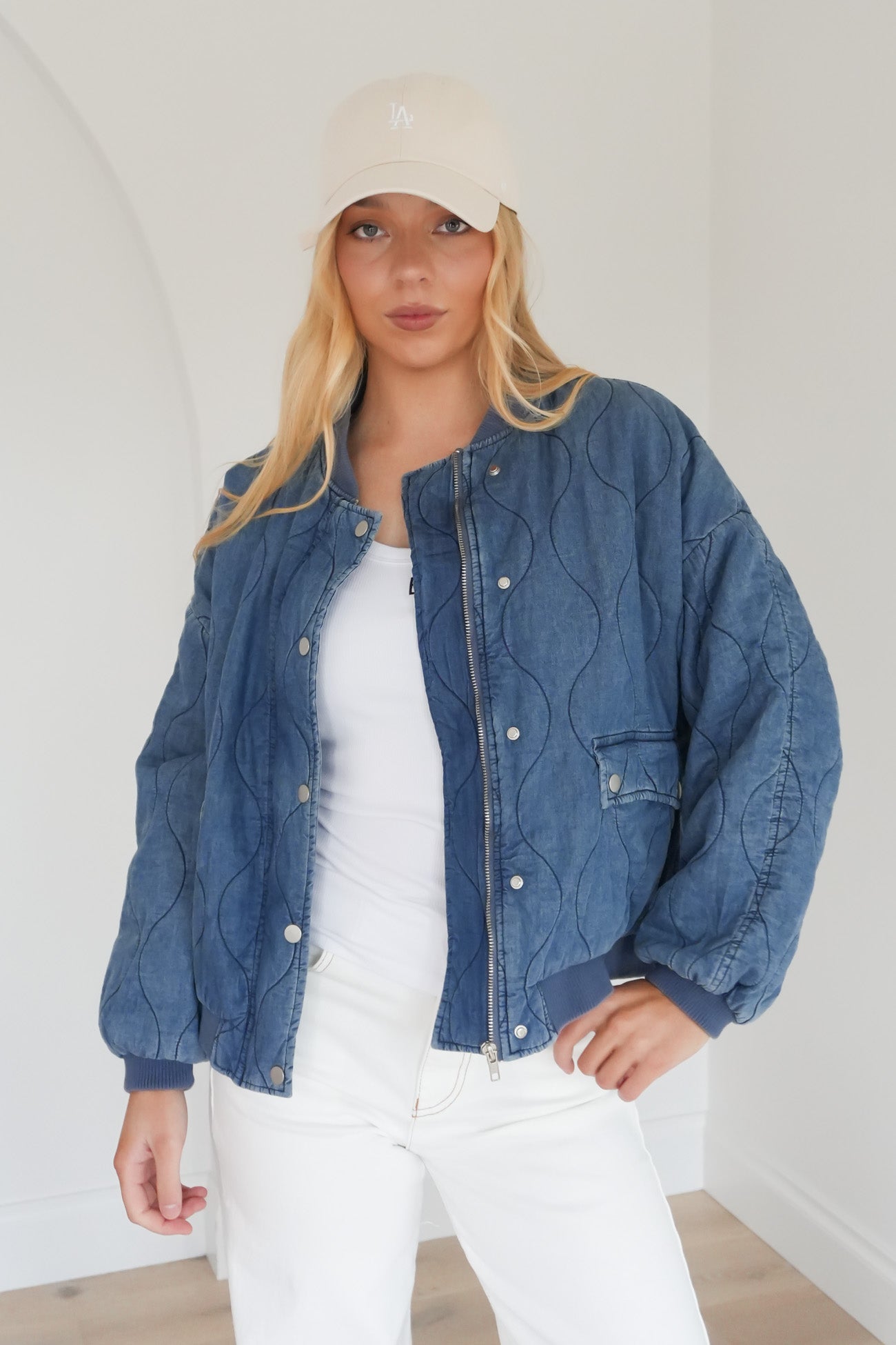 Toni Bomber Jacket Mid Blue Denim