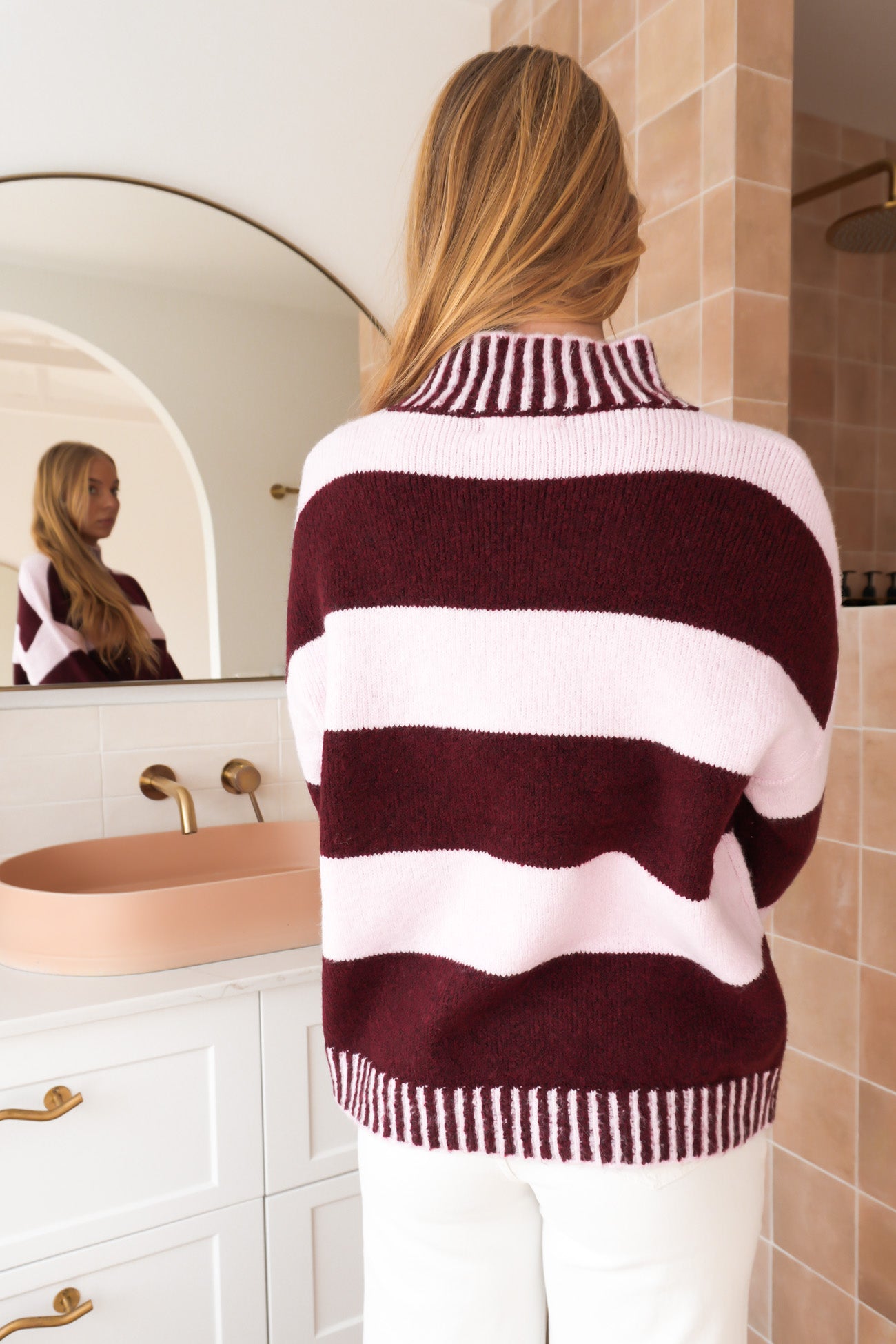 Dallas Knit Jumper Wine Stripe