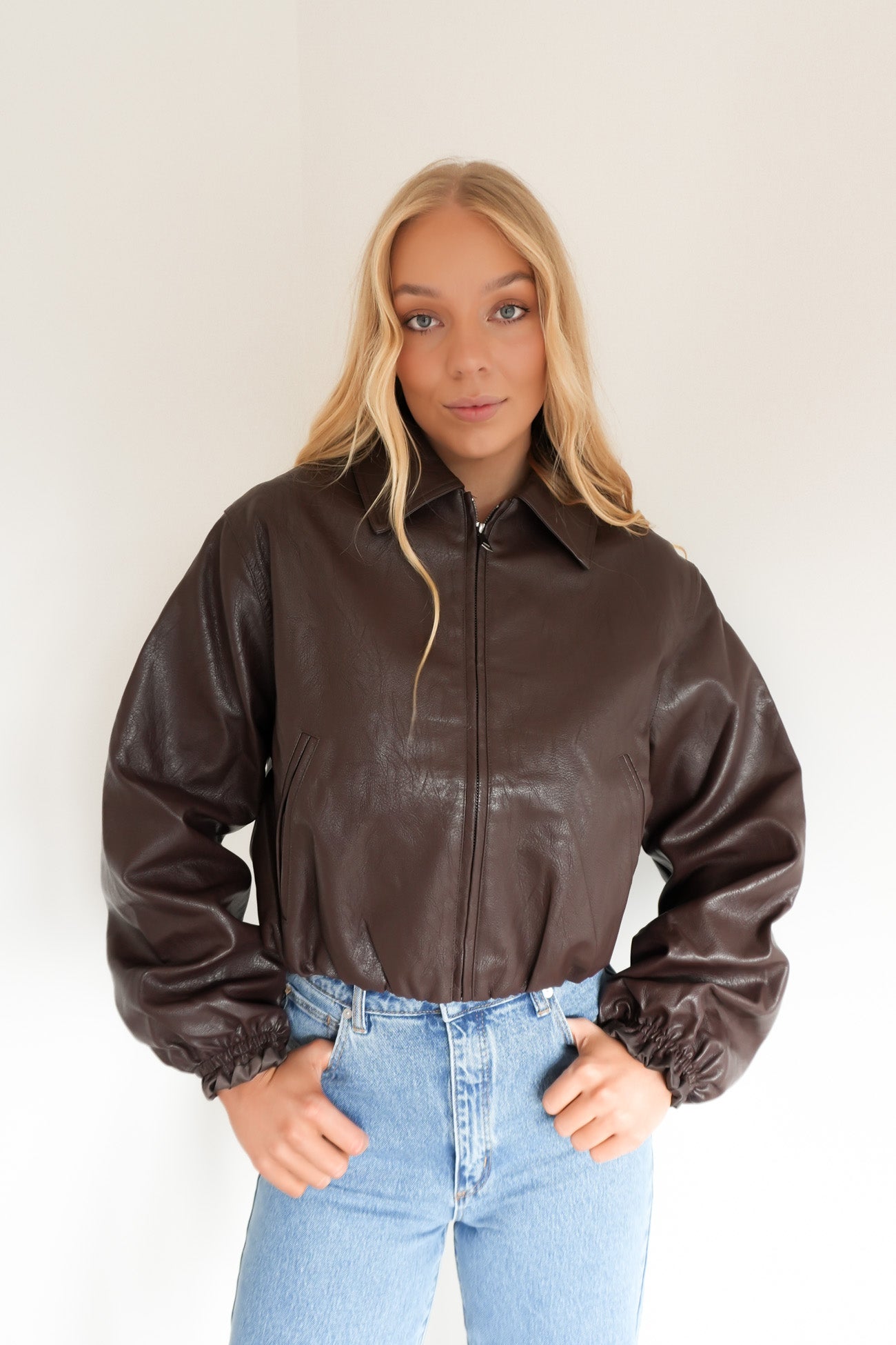 Danel Pleather Bomber Brown