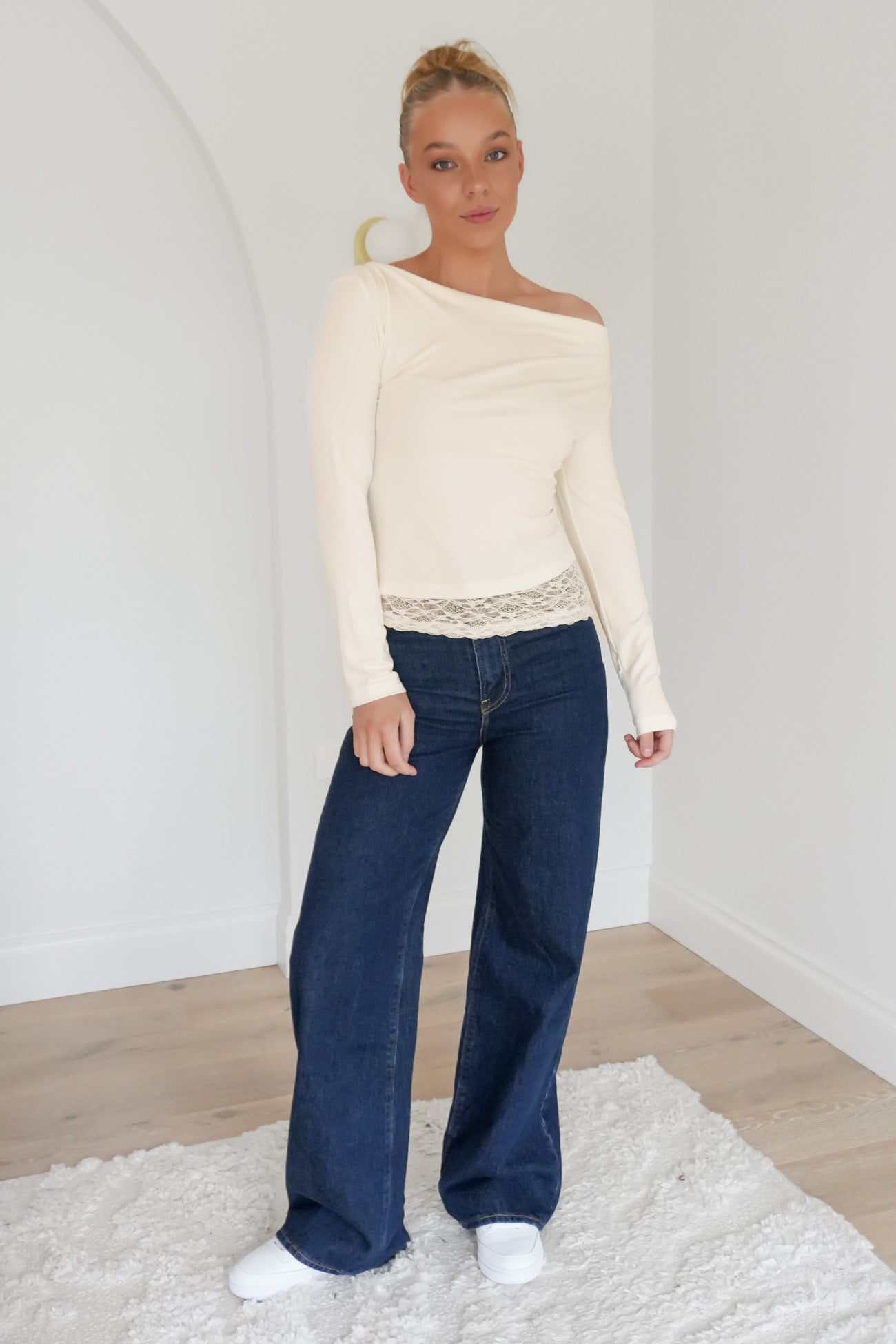 Daniela Lace Long Sleeve Top Ivory