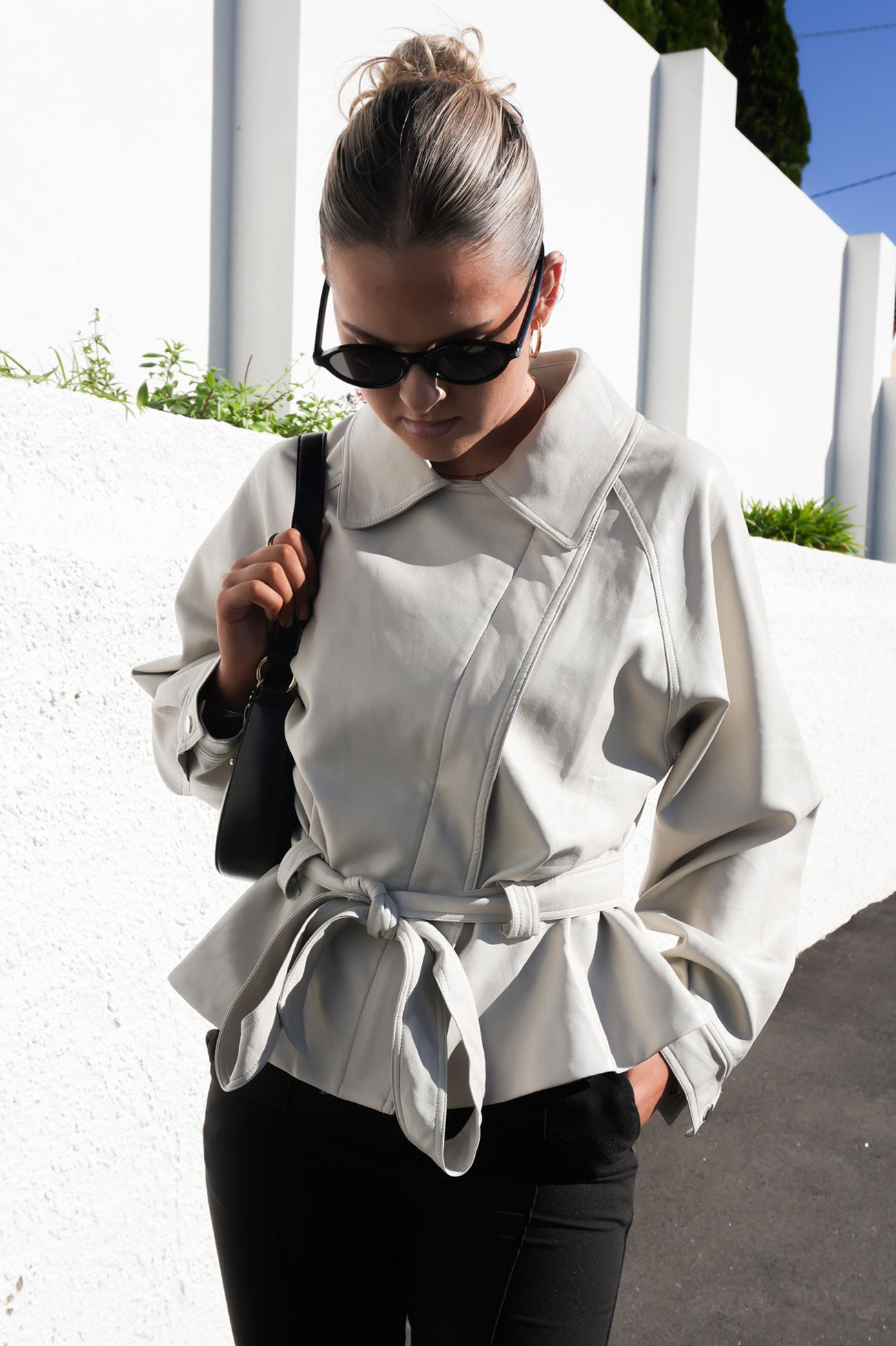 Darcie Pleather Jacket Stone